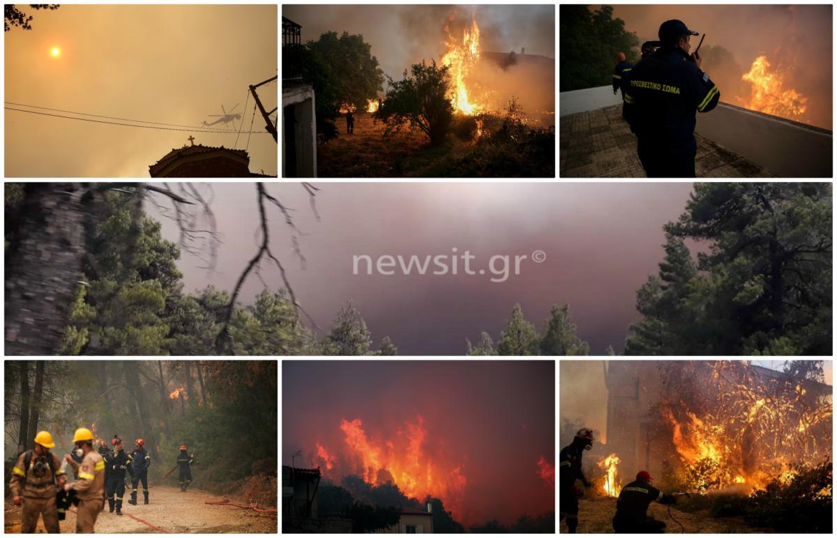 Φωτιά Εύβοια: Σε πύρινο κλοιό το χωριό Μακρυμάλλη