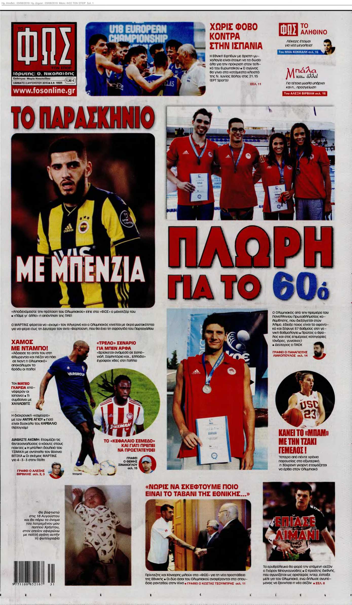 ΦΩΣ ΤΩΝ ΣΠΟΡ 03-08-2019
