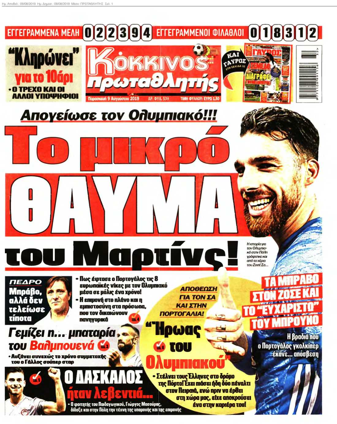 ΠΡΩΤΑΘΛΗΤΗΣ 09-08-2019
