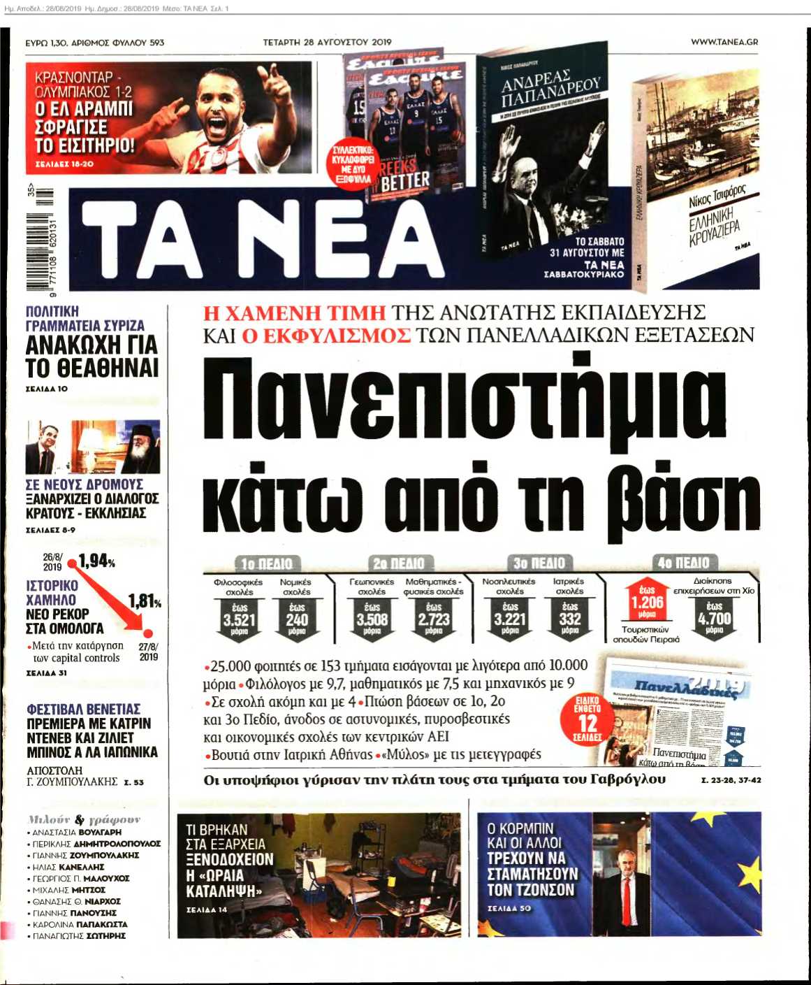 ΤΑ ΝΕΑ 28-08-2019