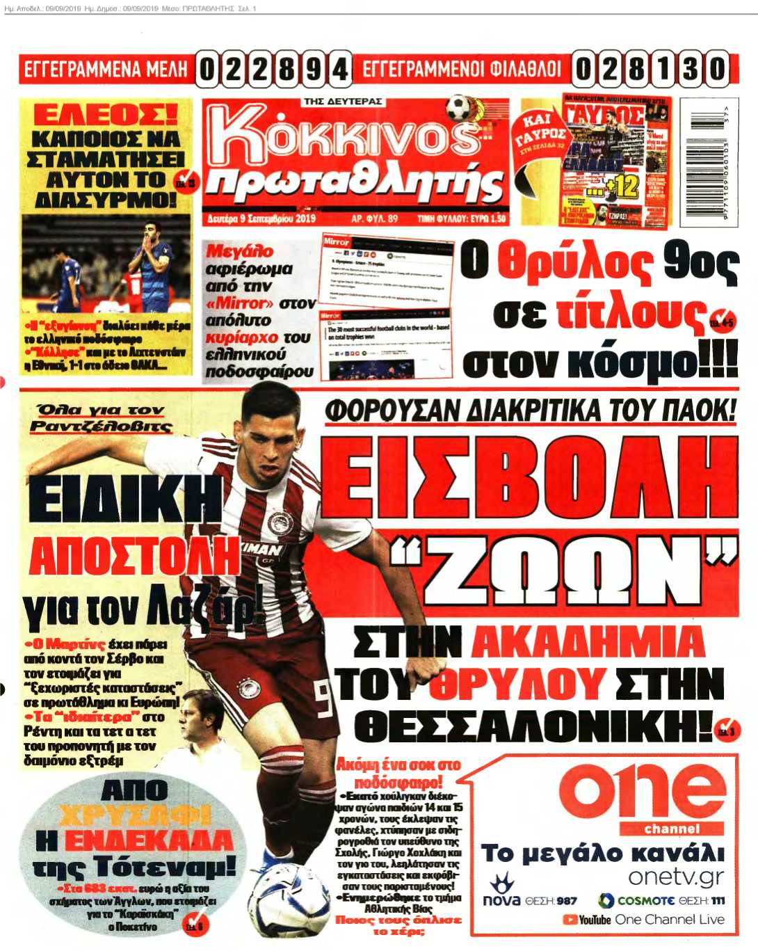 ΠΡΩΤΑΘΛΗΤΗΣ 09-09-2019