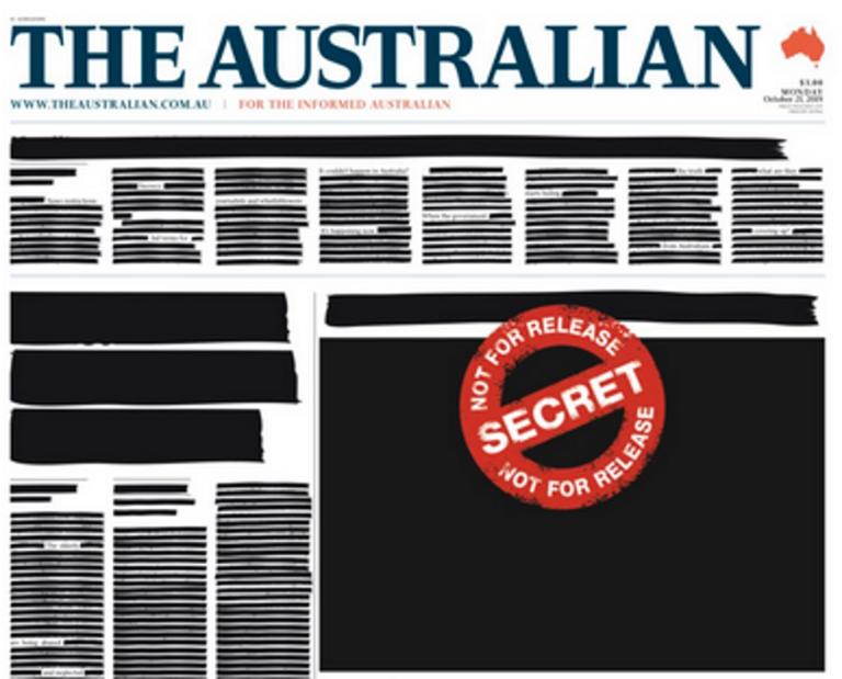 Αυστραλία: Με μαύρη, “λογοκριμένη” την πρώτη τους σελίδα κυκλοφόρησαν σήμερα οι εφημερίδες [Pics]