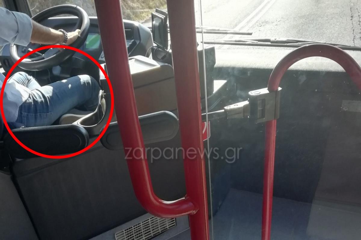Κρητικός “πιάστηκε” να οδηγεί λεωφορείο σταυροπόδι!
