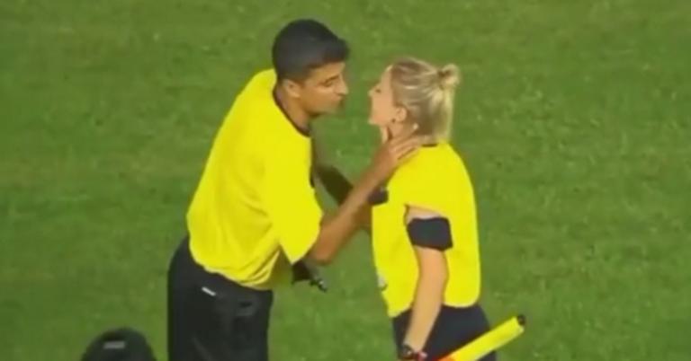 Ζευγάρι διαιτητών φιλήθηκε μέσα στο ματς! video
