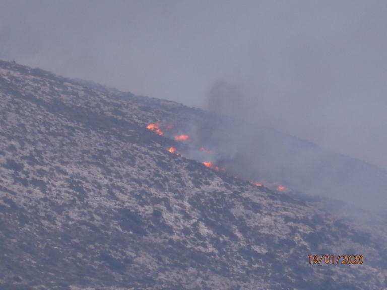 Νάξος: Φωτιά μέσα στο καταχείμωνο προσπαθούν να σβήσουν οι πυροσβέστες του νησιού