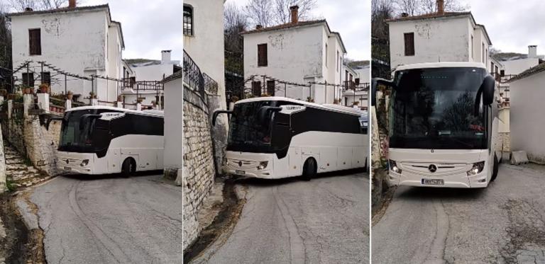 "Τσακάλι" οδηγός ΚΤΕΛ! Περνάει με λεωφορείο ξυστά από τα σπίτια με ακρίβεια χιλιοστού [pics, video]
