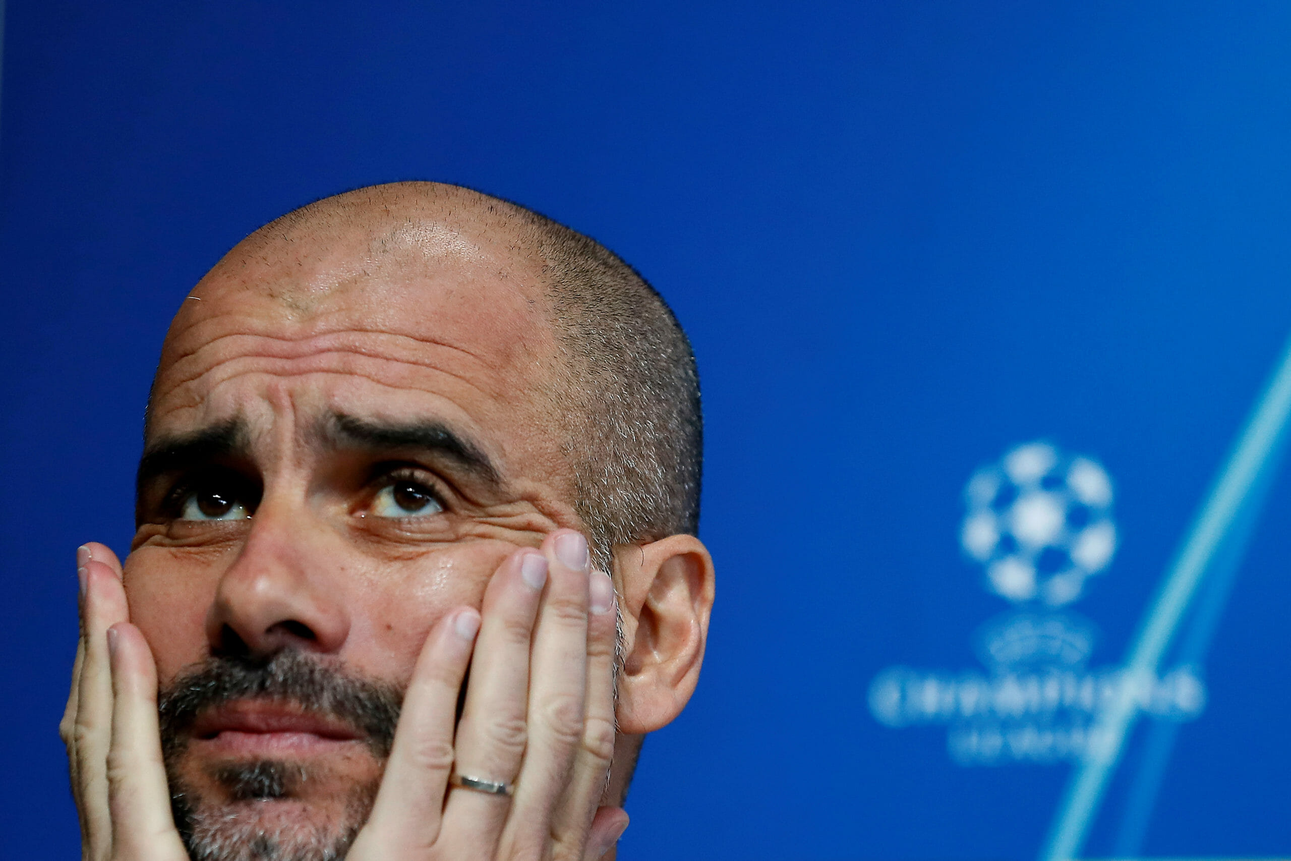 FILE PHOTO: Soccer Football - Champions League - Manchester City Press Conference - Etihad Campus, Manchester, Britain - April 16, 2019     Manchester City manager Pep Guardiola during the press conference     Action Images via Reuters