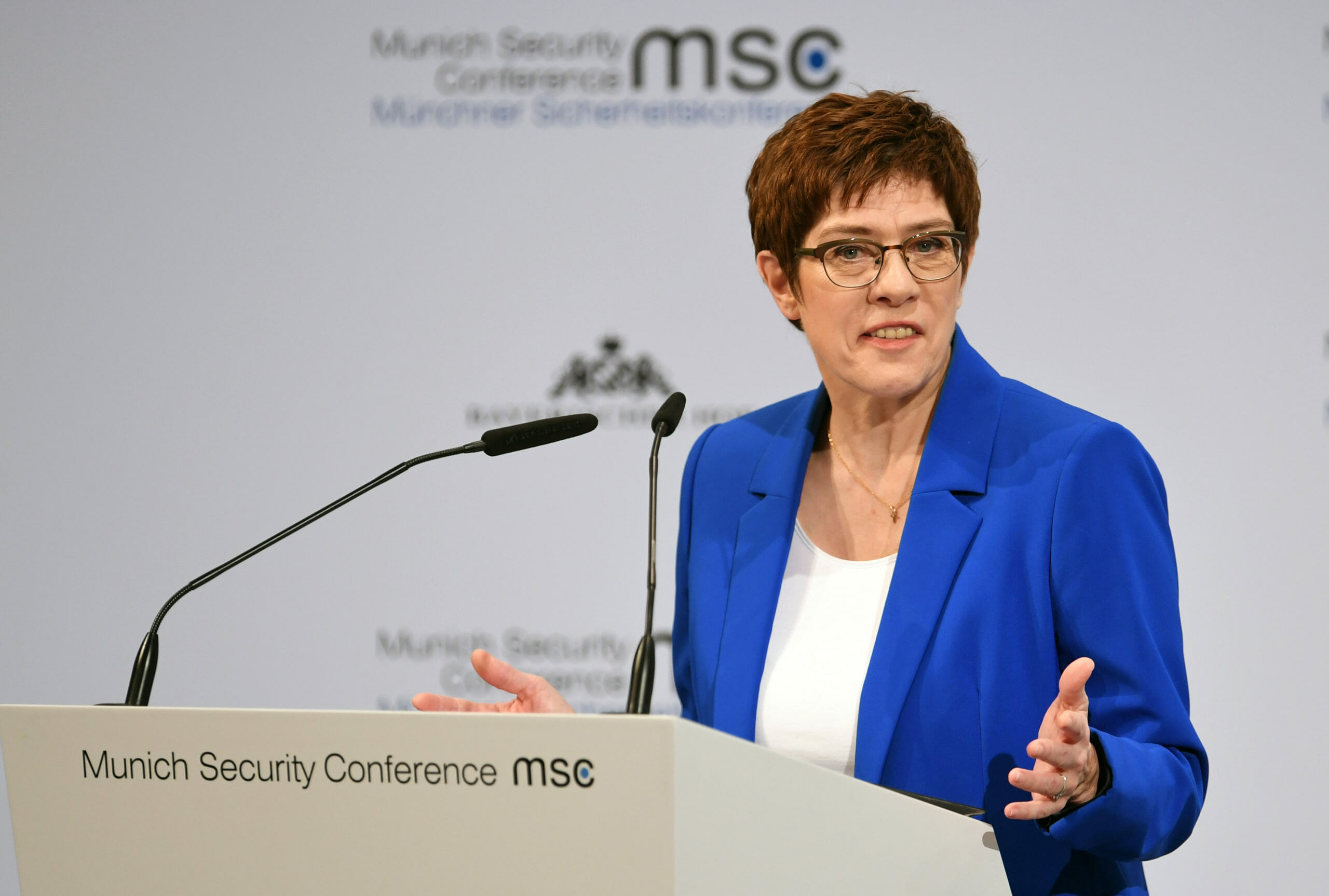 German Defence Minister Annegret Kramp-Karrenbauer speaks at the annual Munich Security Conference in Germany February 15, 2020. REUTERS