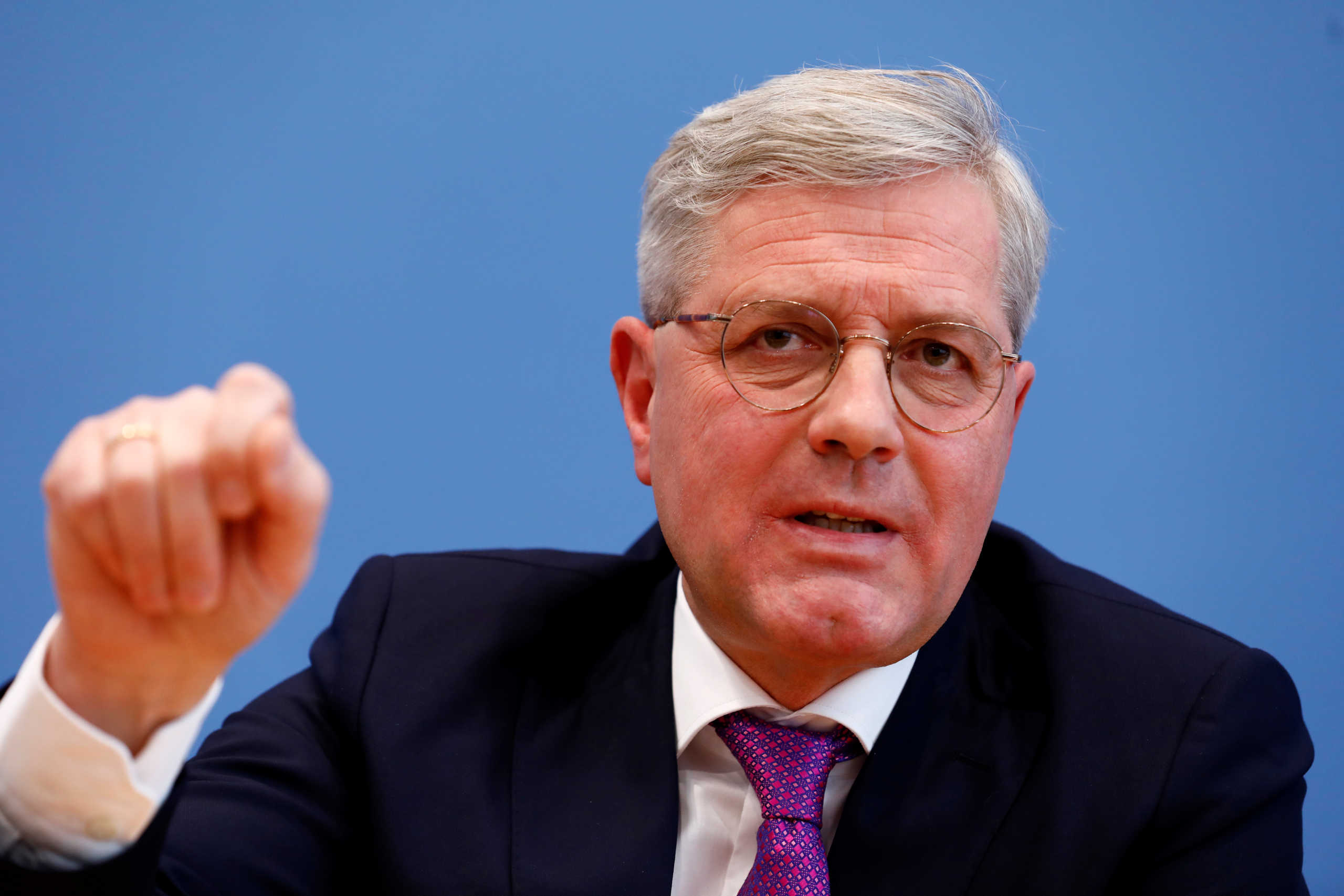 CDU party member Norbert Roettgen gestures during a news conference to announce his candidature as Party Chairman in Berlin, Germany February 18, 2020.    REUTERS