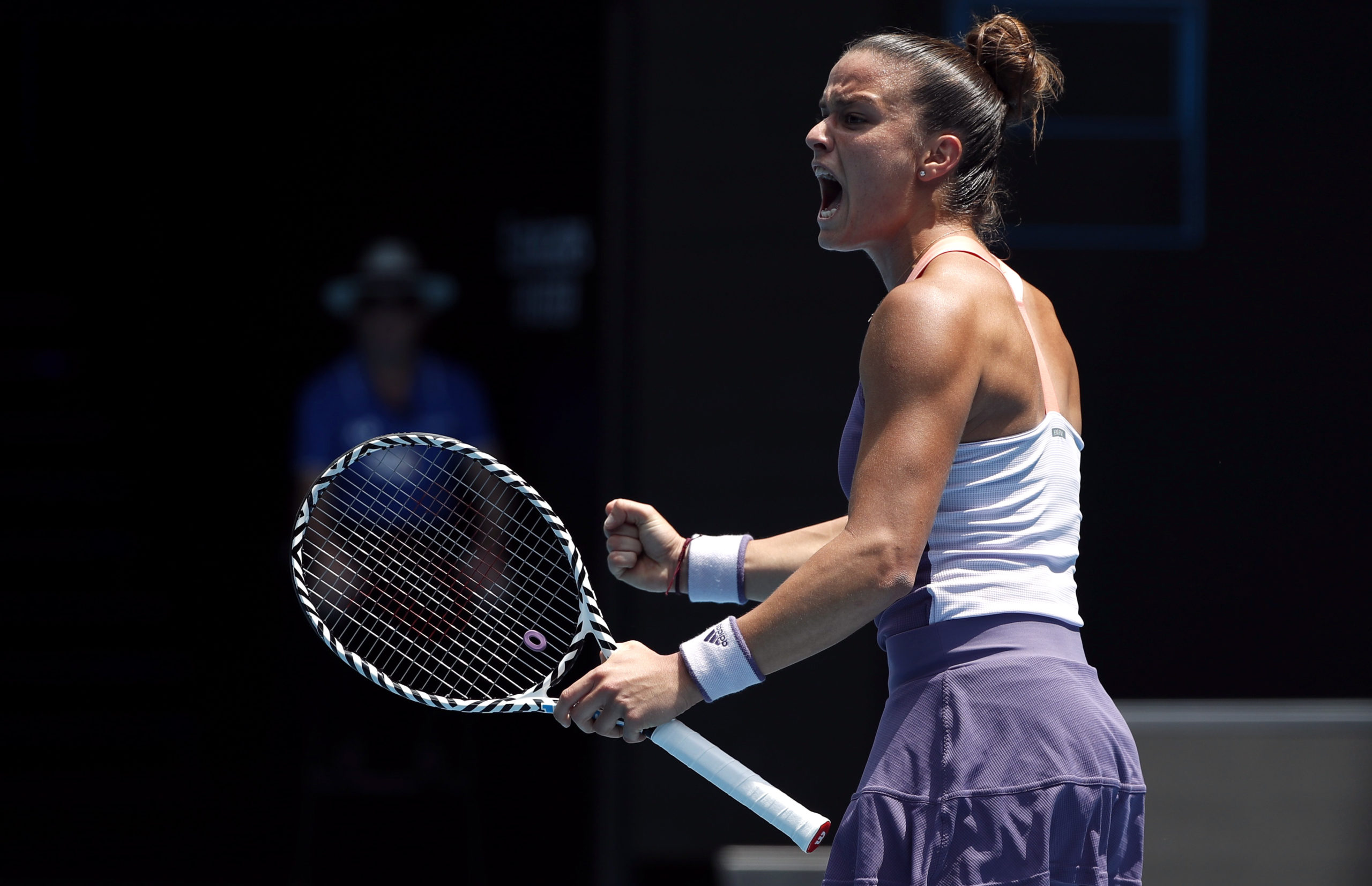 Tennis - Australian Open - Fourth Round - Melbourne Park, Melbourne, Australia - January 26, 2020 - Greece’s Maria Sakkari reacts during her match against Czech Republic’s Petra Kvitova. REUTERS