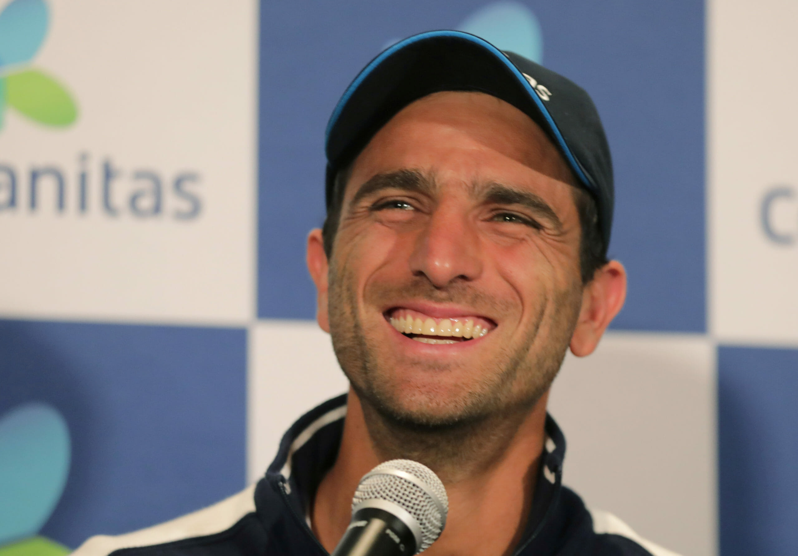 FILE PHOTO: Tennis - Colombia's Cabal and Farah returns to Colombia after winning Wimbledon - Colsanitas, Bogota, Colombia - July 15, 2019    Colombia's Robert Farah during press conference   REUTERS