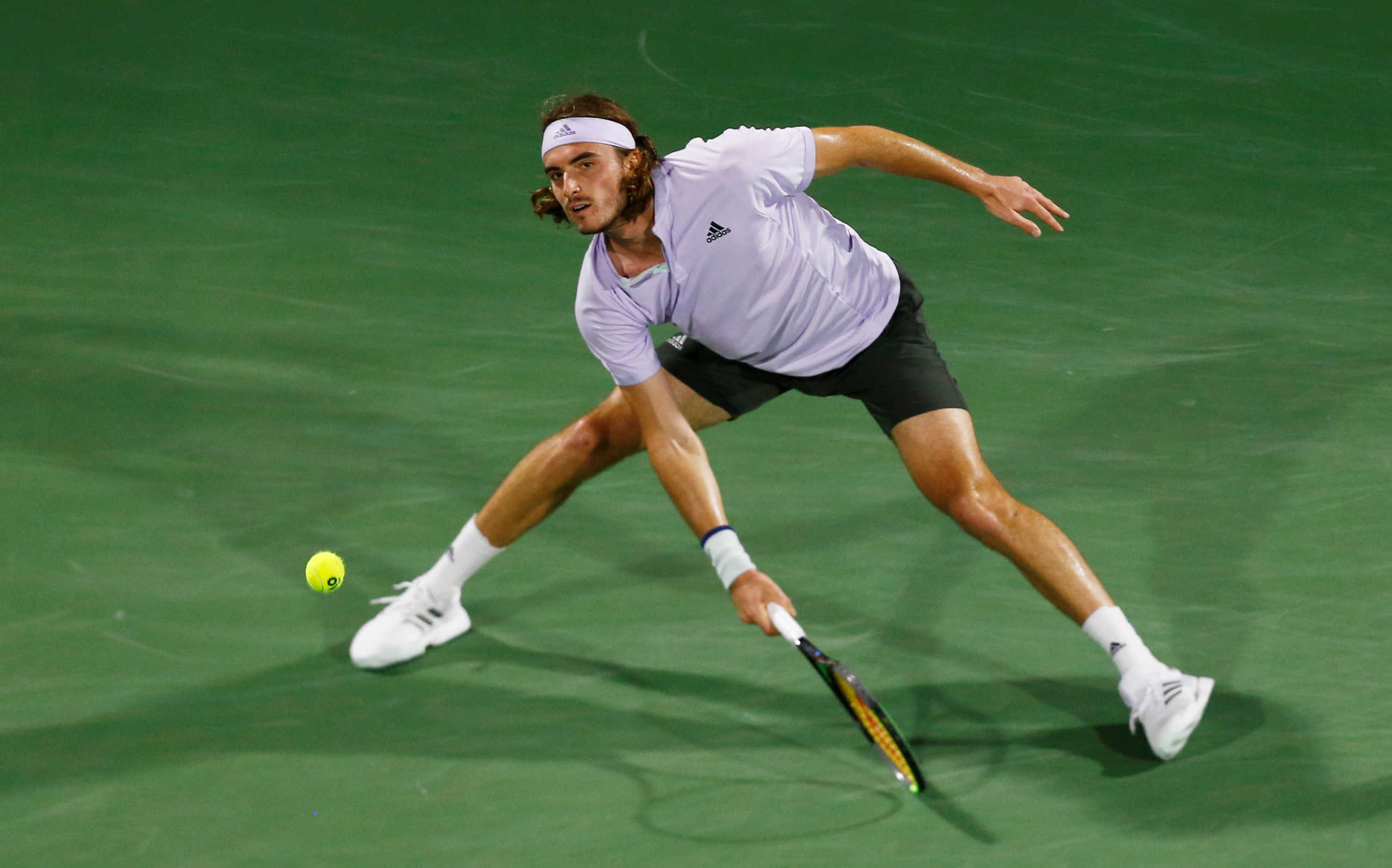 Tennis - ATP 500 - Dubai Tennis Championships - Dubai Duty Free Tennis Stadium, Dubai, United Arab Emirates - February 29, 2020   Greece's Stefanos Tsitsipas in action during his Final match against Serbia's Novak Djokovic   REUTERS