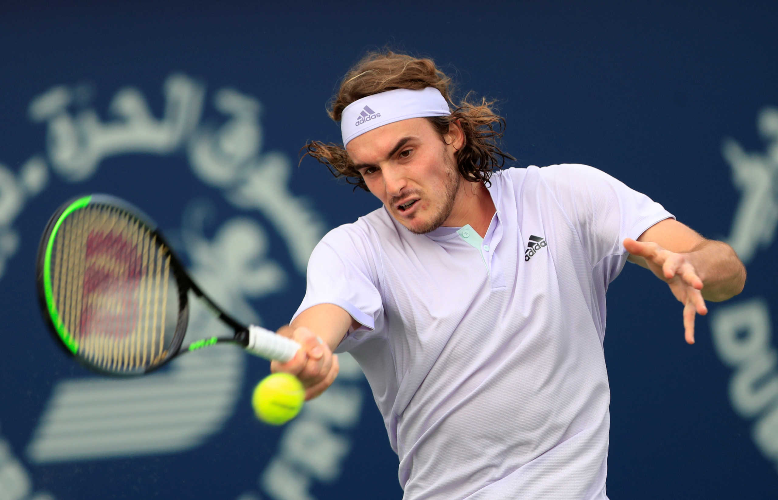 Tennis - ATP 500 - Dubai Tennis Championships - Dubai Duty Free Tennis Stadium, Dubai, United Arab Emirates - February 26, 2020  Greece's Stefanos Tsitsipas in action during his second round match against Kazakhstan's Alexander Bublik  REUTERS