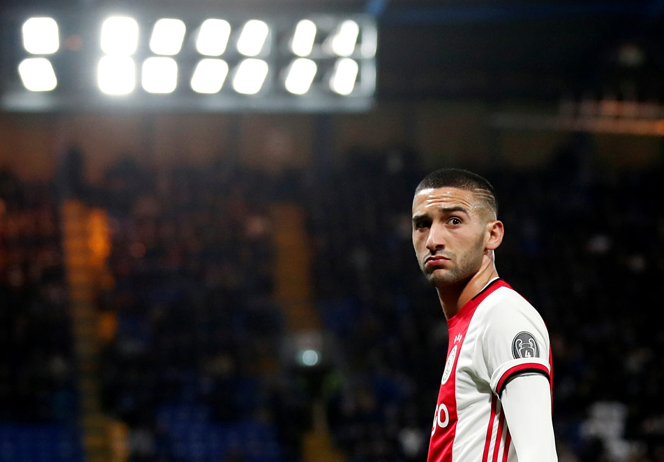 FILE PHOTO: Soccer Football - Champions League - Group H - Chelsea v Ajax Amsterdam - Stamford Bridge, London, Britain - November 5, 2019  Ajax's Hakim Ziyech celebrates their third goal   REUTERS