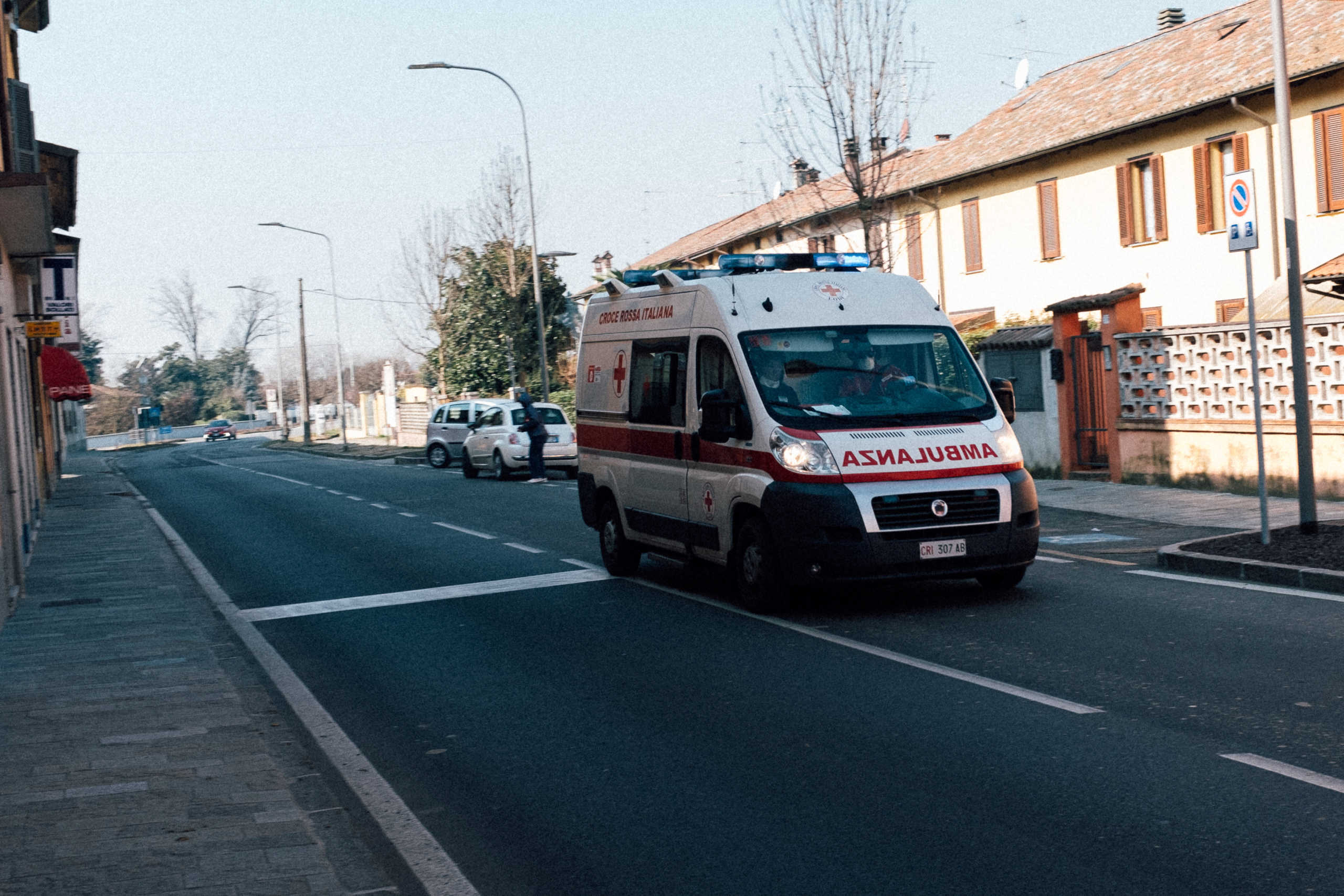 Life inside a red zone: An ambulance is seen driving down a road in San Fiorano, one of the towns on lockdown due to a coronavirus outbreak, in this picture taken by 35-year-old schoolteacher Marzio Toniolo in San Fiorano, Italy, February 22, 2020. Picture taken February 22, 2020. Marzio Toniolo
