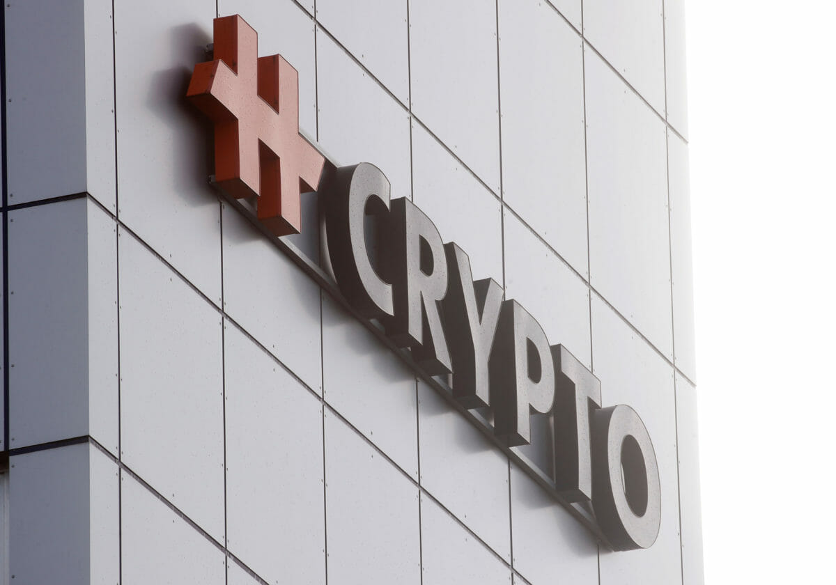 The logo of Crypto AG is seen at its headquarters in Steinhausen, Switzerland February 11, 2020. REUTERS