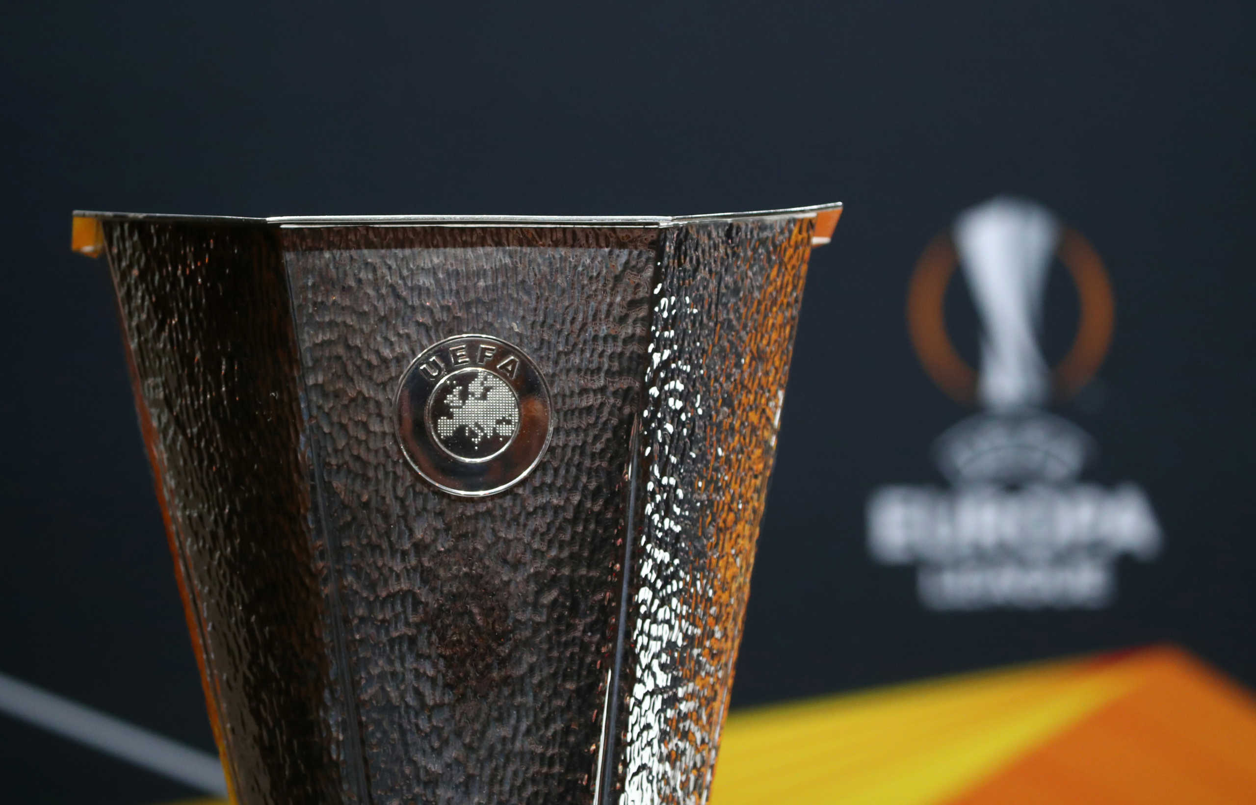 Soccer Football - Europa League - Round of 16 draw - Nyon, Switzerland - February 28, 2020   General view of the Europa League trophy during the draw   REUTERS