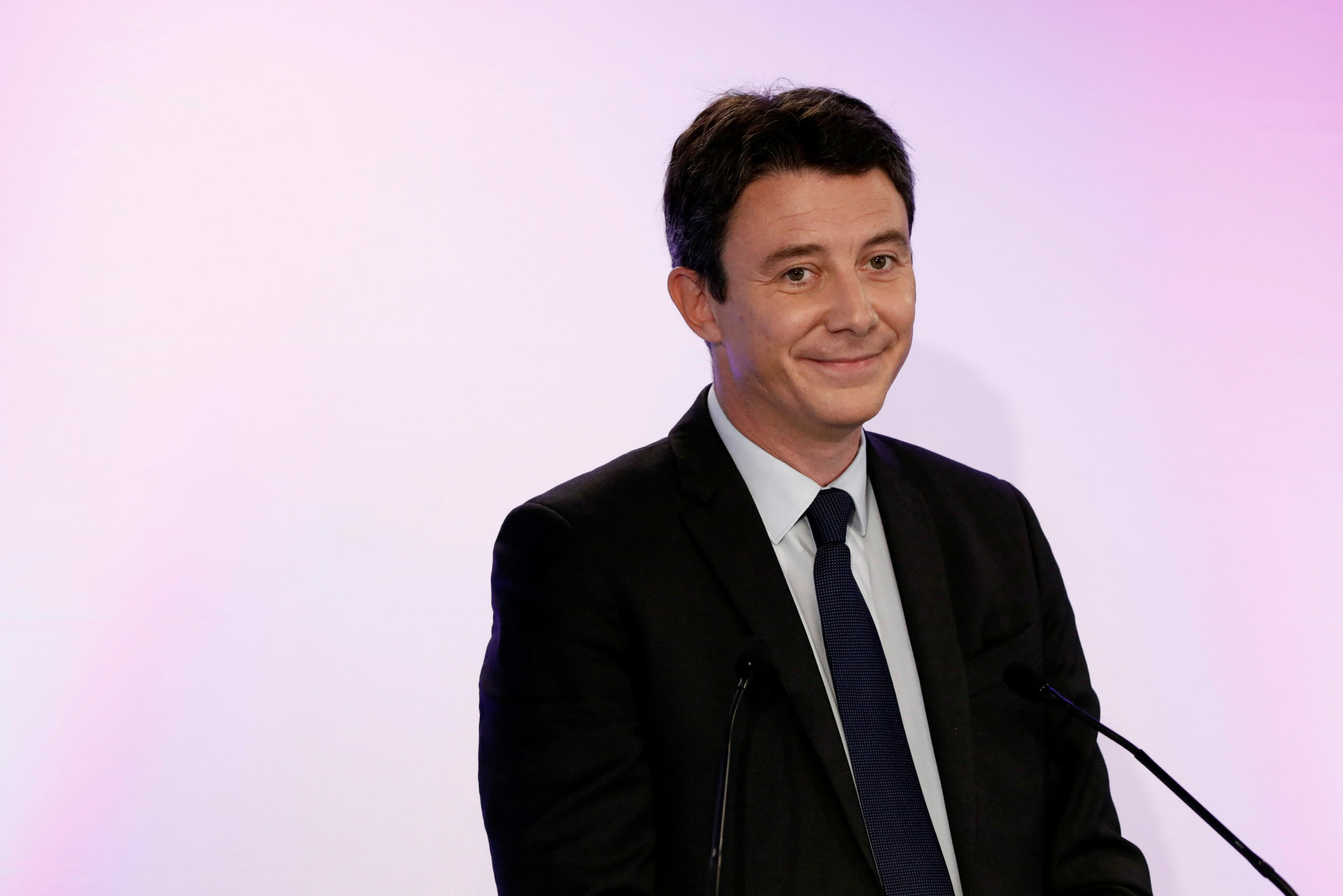 Former French government spokesperson and La Republique en Marche (LREM) candidate for the upcoming Paris 2020 mayoral election Benjamin Griveaux attends a news conference in Paris, France, February 5, 2020. Picture taken February 5, 2020. Picture taken February 5, 2020.  REUTERS