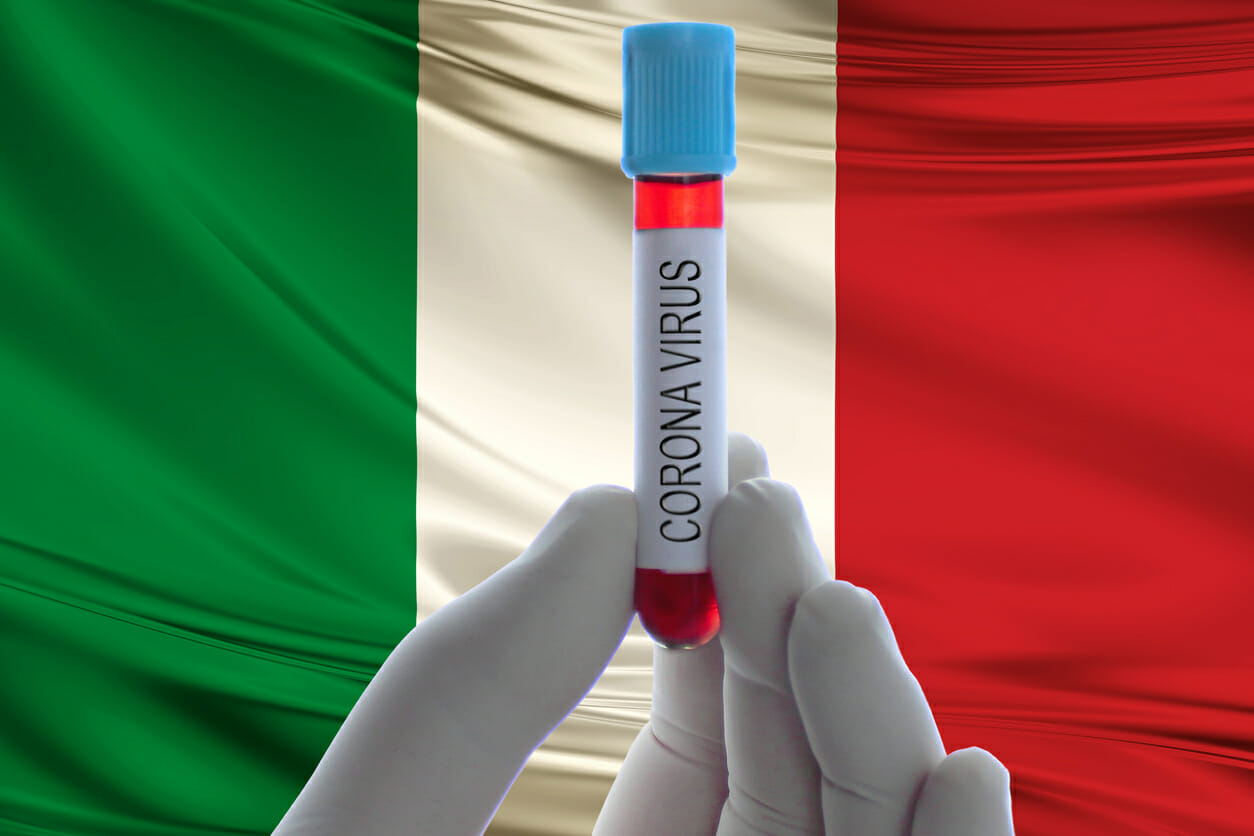corona virus and flag