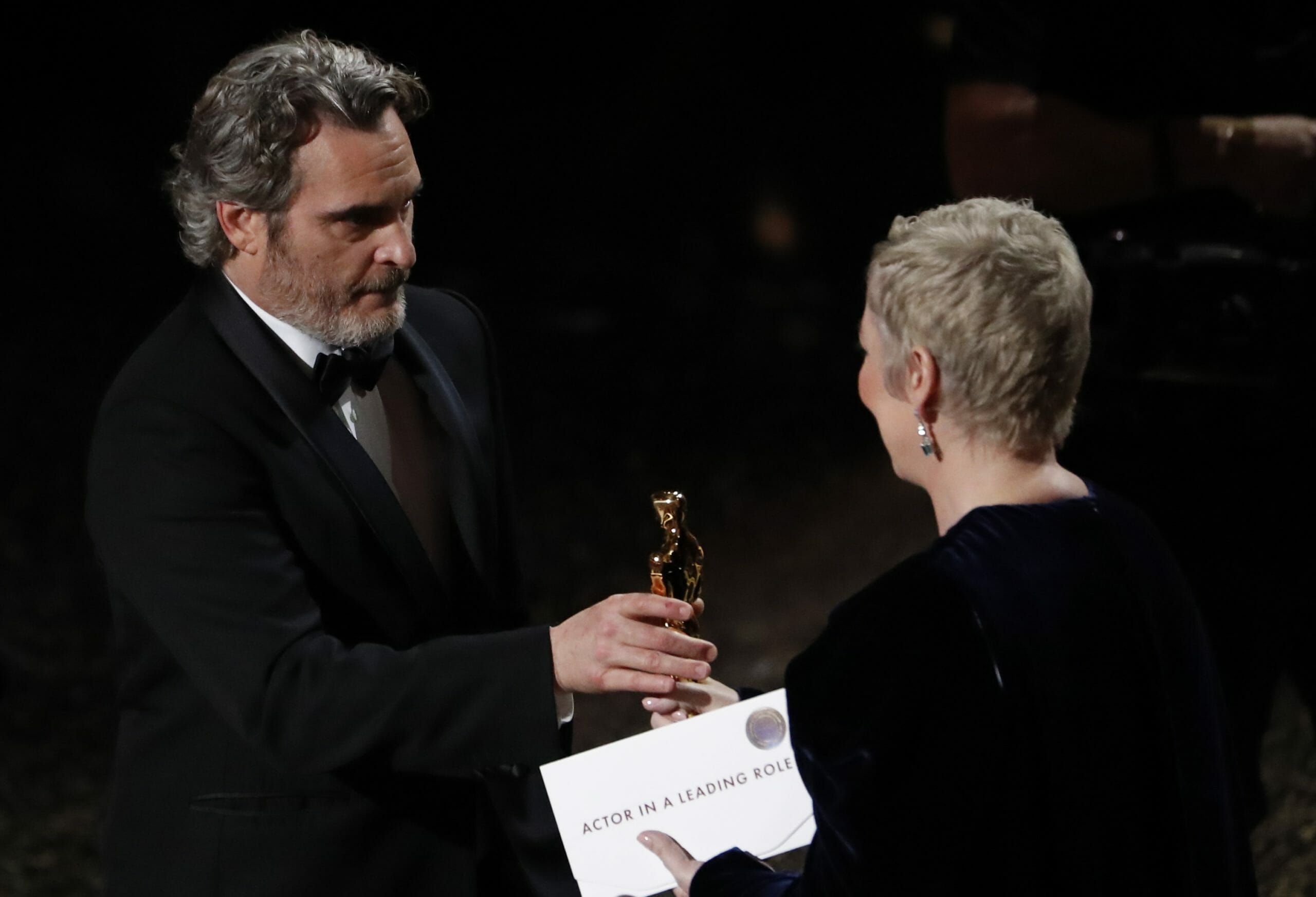 Joaquin Phoenix accepts the Oscar for Best Actor in "Joker" at the 92nd Academy Awards in Hollywood, Los Angeles, California, U.S., February 9, 2020. REUTERS