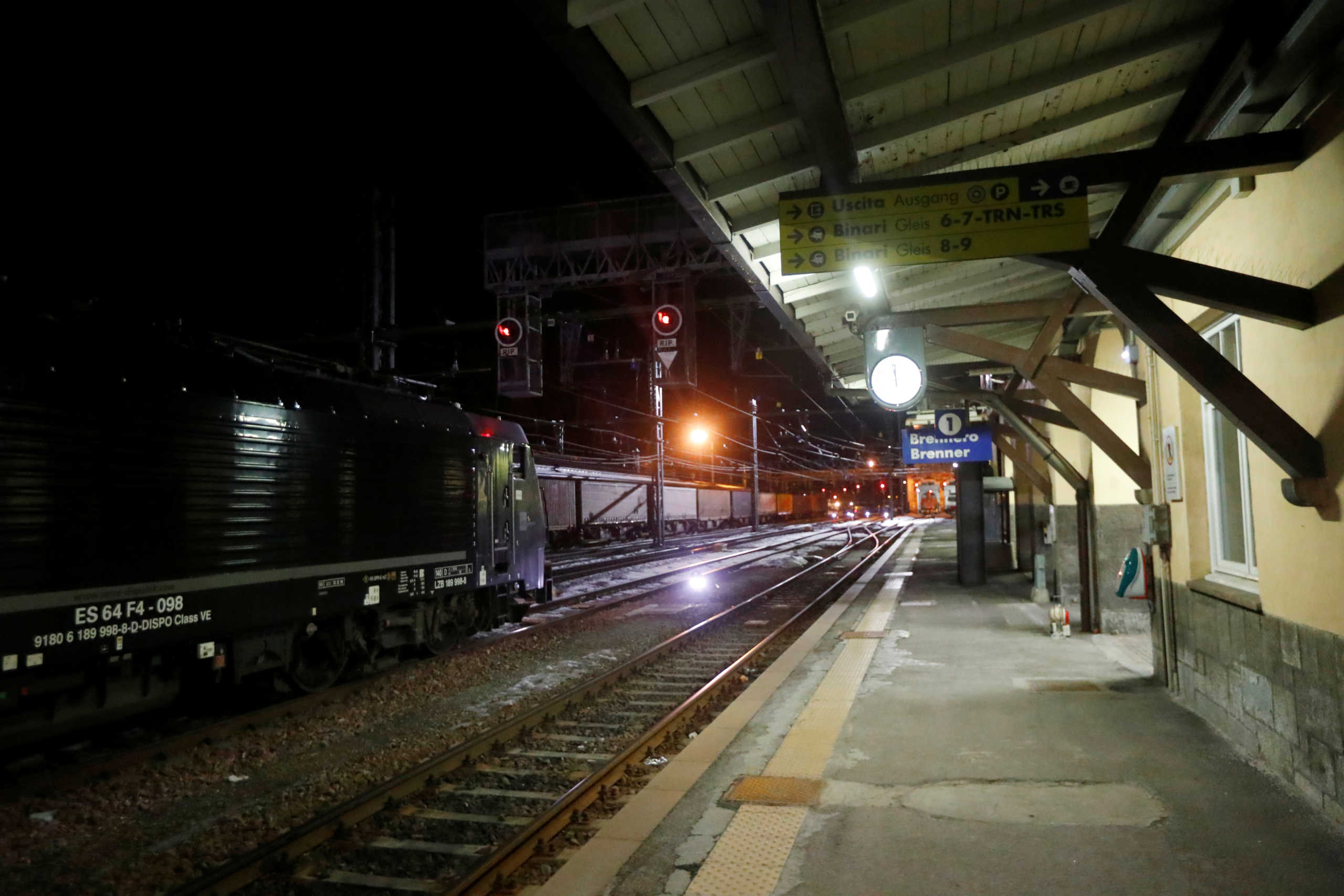 A train is seen at the Brennero-Brenner train station in Italy, February 23, 2020. REUTERS