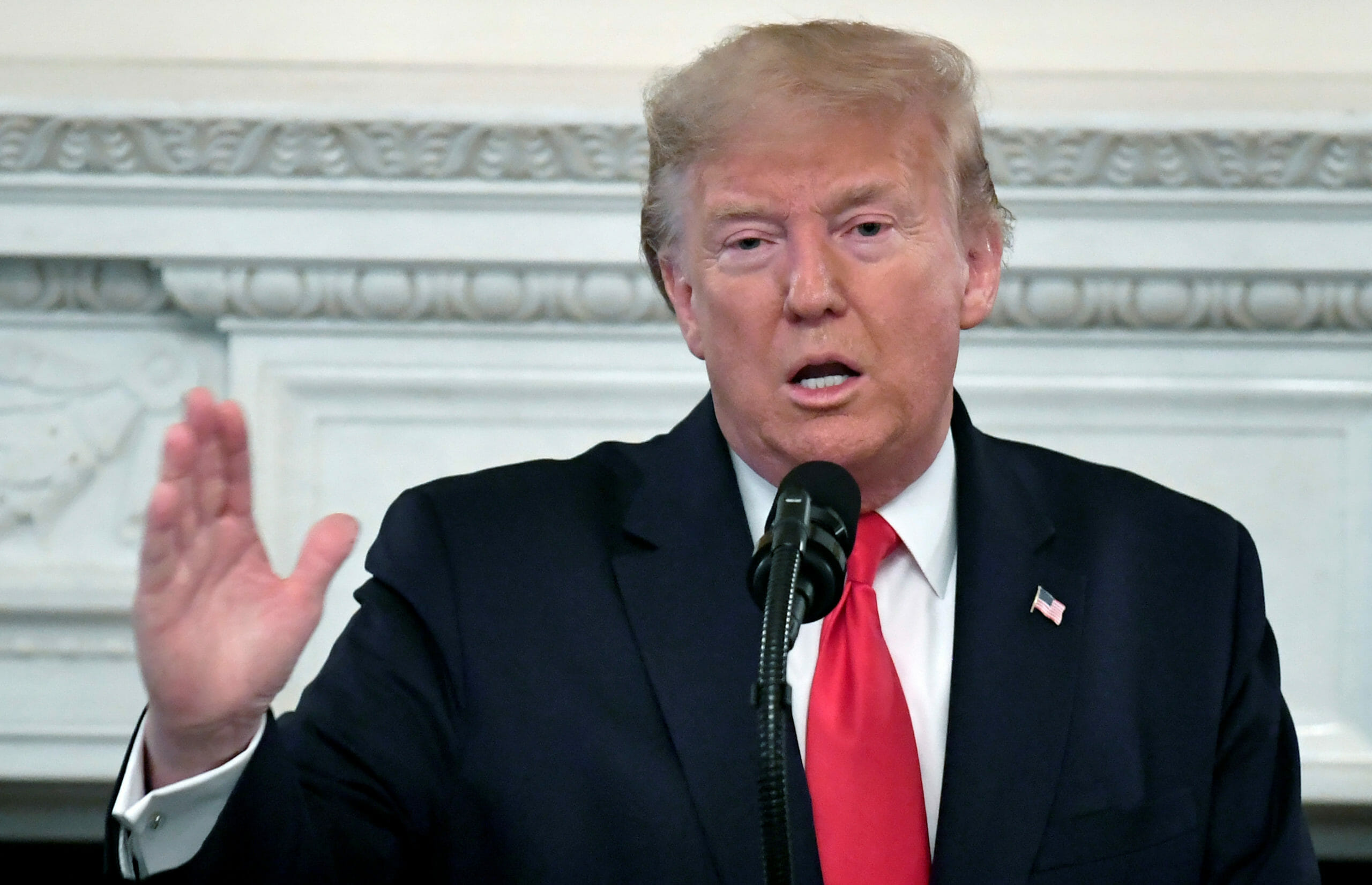 U.S. President Donald Trump makes remarks during the White House Business Session with the nation's governors in the State Dining Room of the White House, Washington, DC, U.S., February 10, 2020.            REUTERS