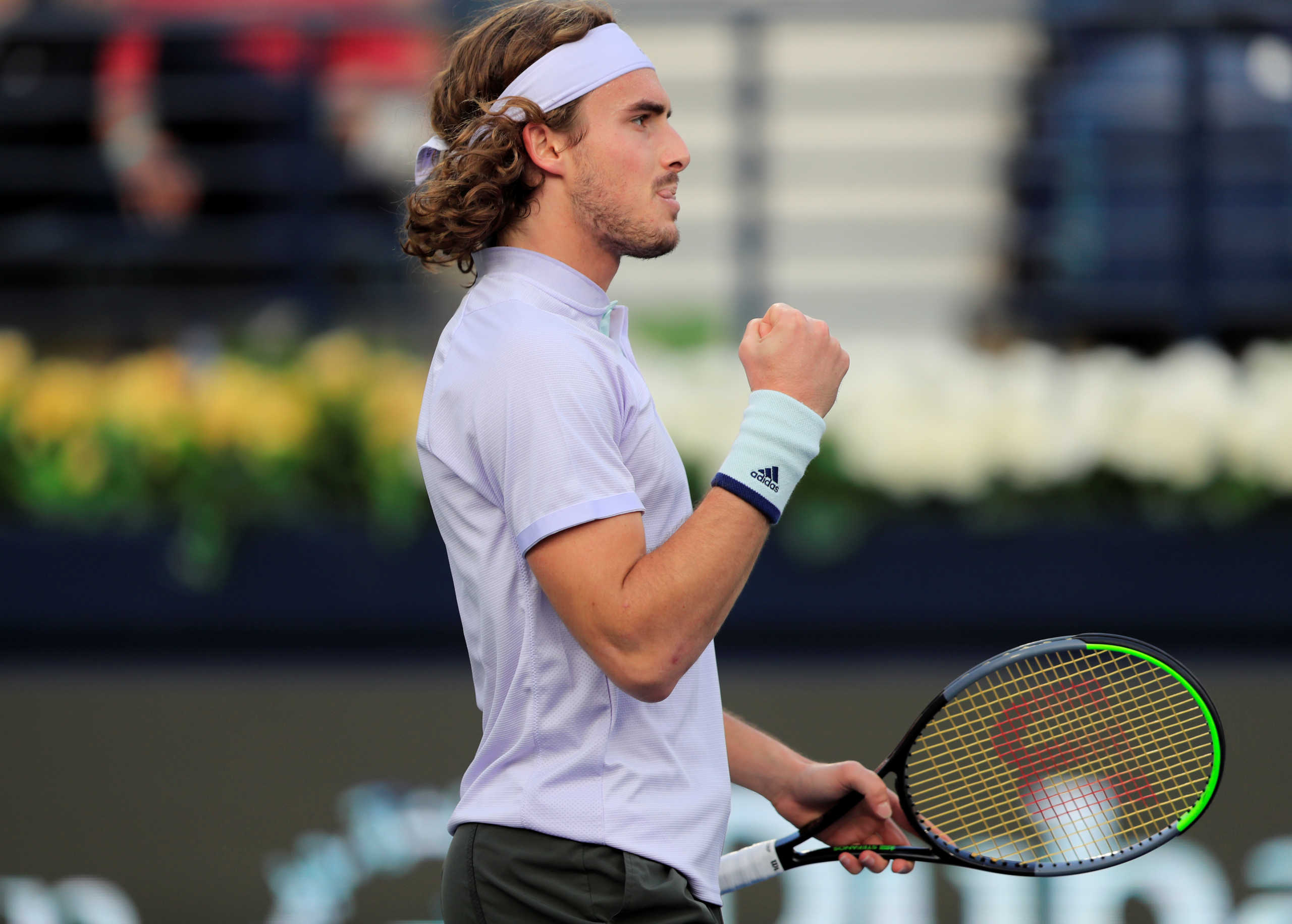 Tennis - ATP 500 - Dubai Tennis Championships - Dubai Duty Free Tennis Stadium, Dubai, United Arab Emirates - February 28, 2020   Greece's Stefanos Tsitsipas reacts during his Semi Final match against Britain's Dan Evans   REUTERS