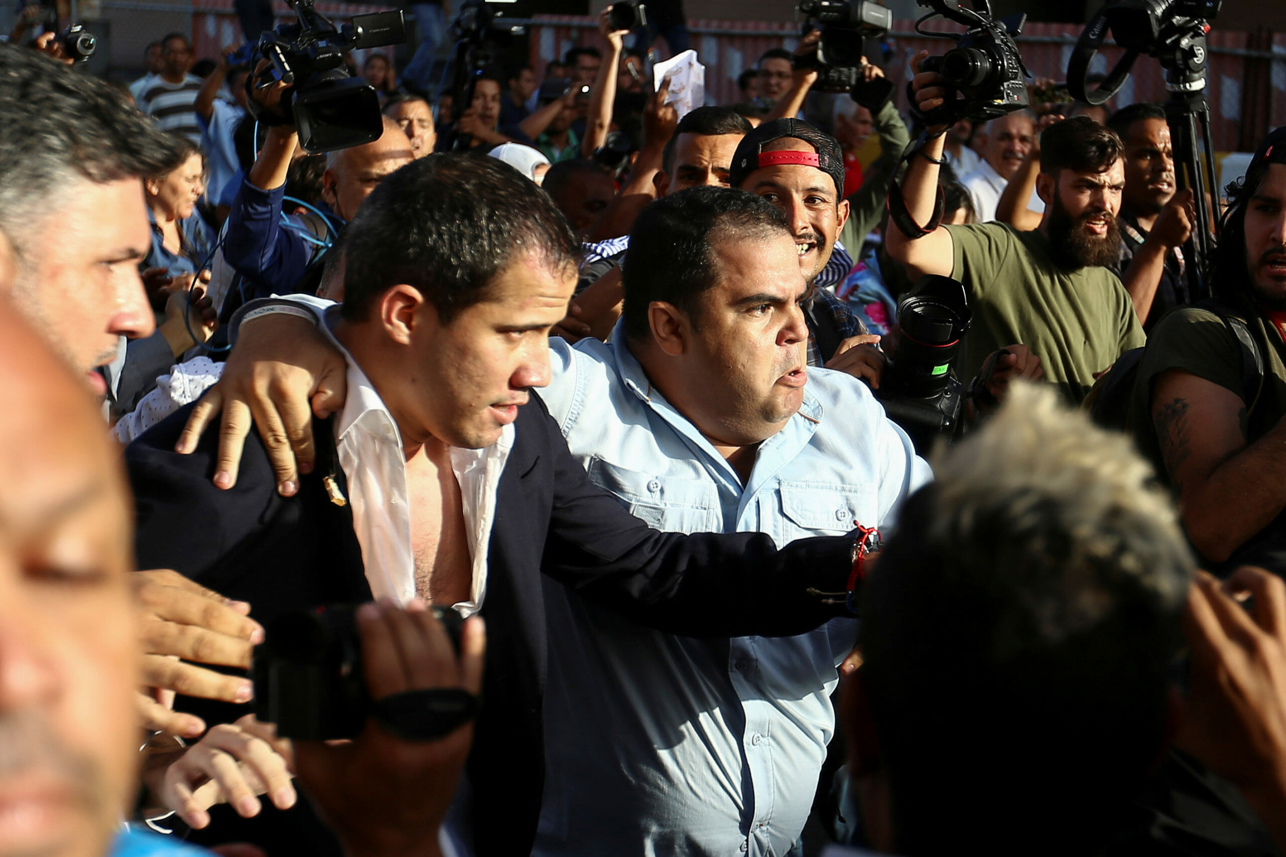 Venezuela's opposition leader Juan Guaido, who many nations have recognized as the country's rightful interim ruler, arrives at the Simon Bolivar international airport in Maiquetia, Venezuela February 11, 2020. REUTERS