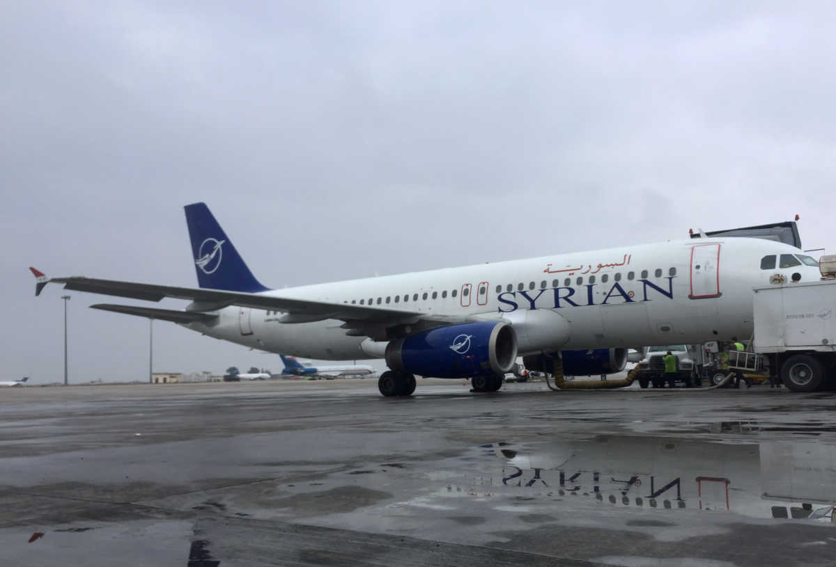 A SyrianAir Airbus A320-200, waits to take off to Aleppo, on the tarmac of Damascus international airport, Syria February 19, 2020. REUTERS