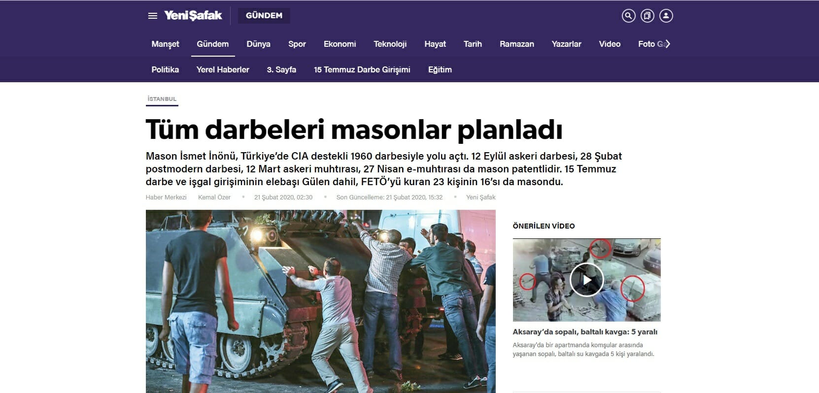 Yeni Safak: Για όλα τα δεινά της Τουρκίας φταίνε οι… μασόνοι!