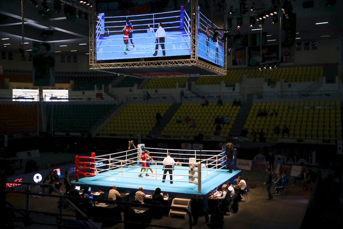 General view of the hall during Asia and Oceania boxing qualifiers for Tokyo 2020 Olympics at the Prince Hamzah Hall in Amman, Jordan, March 3, 2020. REUTERS