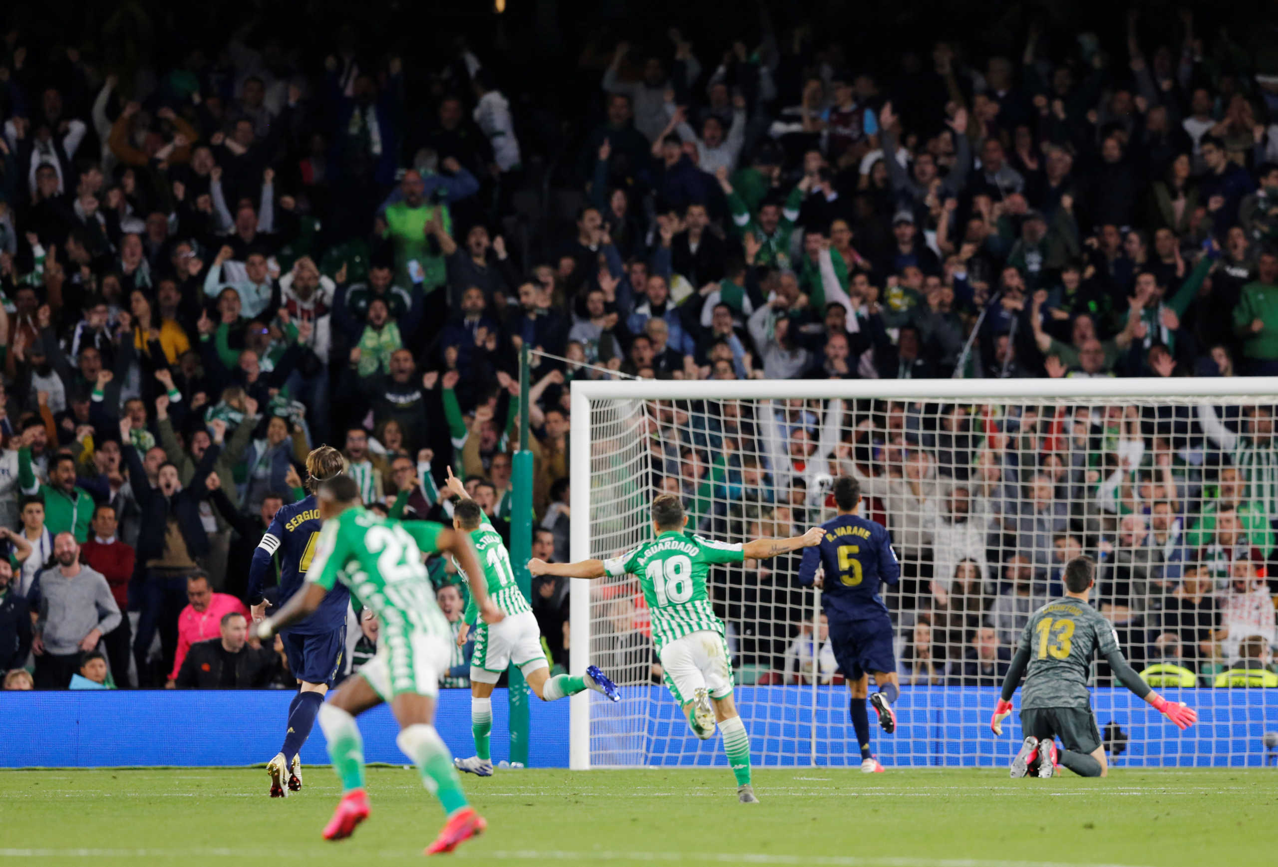 Soccer Football - La Liga Santander - Real Betis v Real Madrid - Estadio Benito Villamarin, Seville, Spain - March 8, 2020   Real Betis' Cristian Tello celebrates scoring their second goal    REUTERS