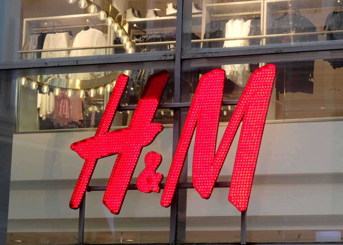 FILE PHOTO: H&M logo is seen on a shop in Riga, Latvia January 30, 2020. REUTERS