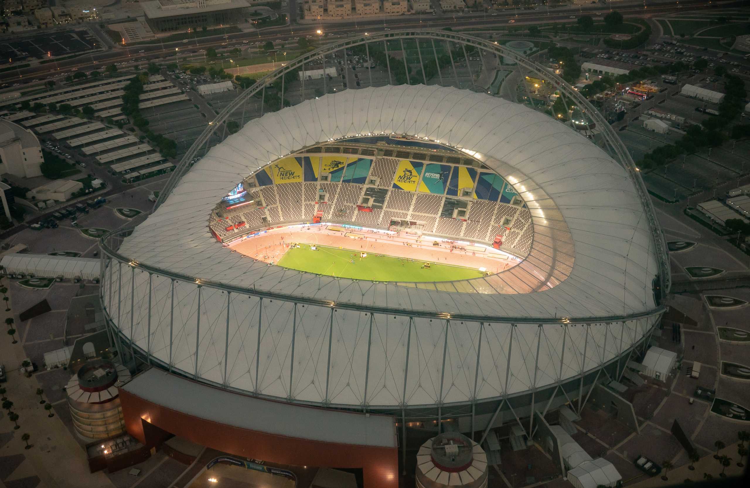 FILED - 25 September 2019, Qatar, Doha: A general view of the Khalifa International Stadium, the first completed venue that will host a part of the 2022 FIFA World Cup. Photo: Michael Kappeler