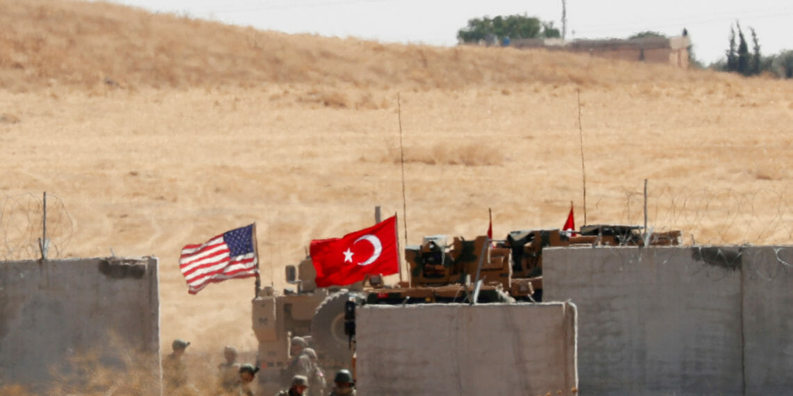 FILE PHOTO: Turkish and U.S. troops return from a joint U.S.-Turkey patrol in northern Syria, as it is pictured from near the Turkish town of Akcakale, Turkey, September 8, 2019. REUTERS
