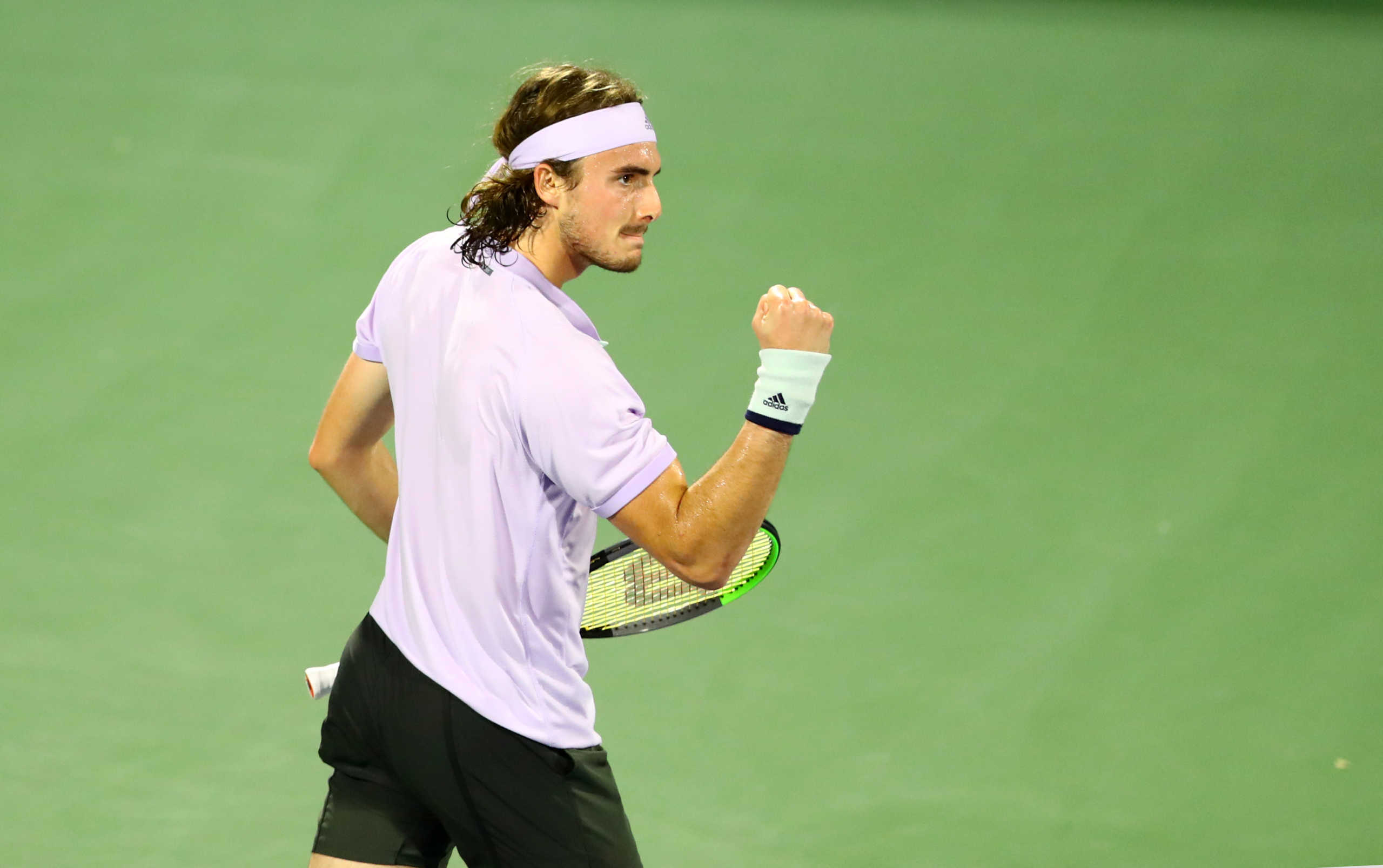 Tennis - ATP 500 - Dubai Tennis Championships - Dubai Duty Free Tennis Stadium, Dubai, United Arab Emirates - February 29, 2020   Greece's Stefanos Tsitsipas reacts during his Final match against Serbia's Novak Djokovic   REUTERS