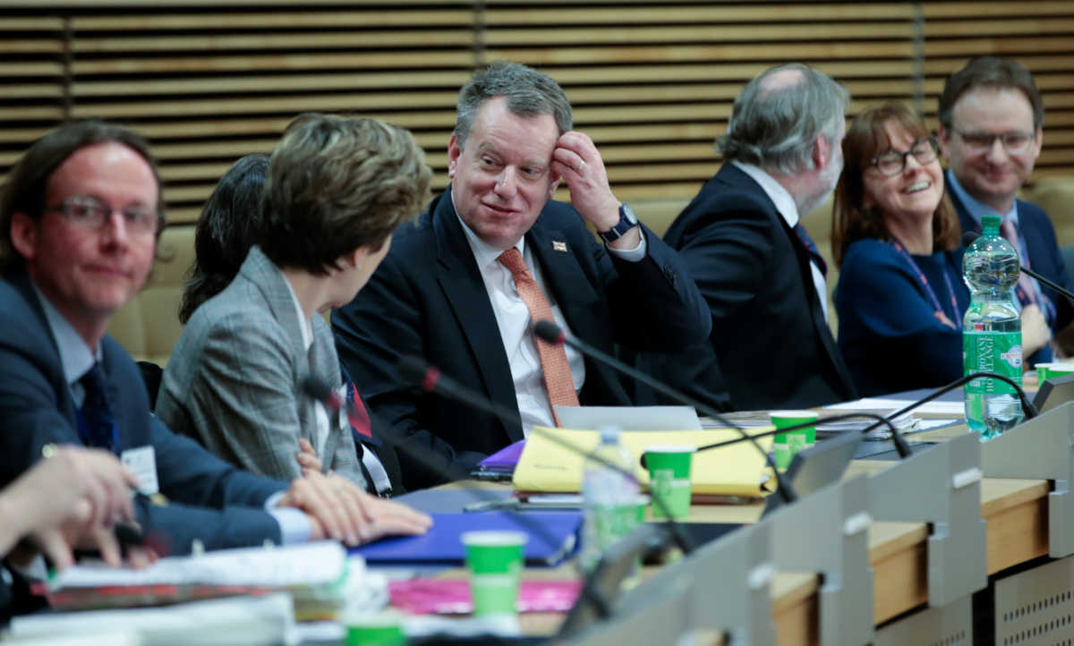 British Prime Minister's Europe adviser David Frost is seen at start of the first round of post-Brexit trade deal talks between the EU and the United Kingdom, in Brussels, Belgium March 2, 2020. Oliver Hoslet