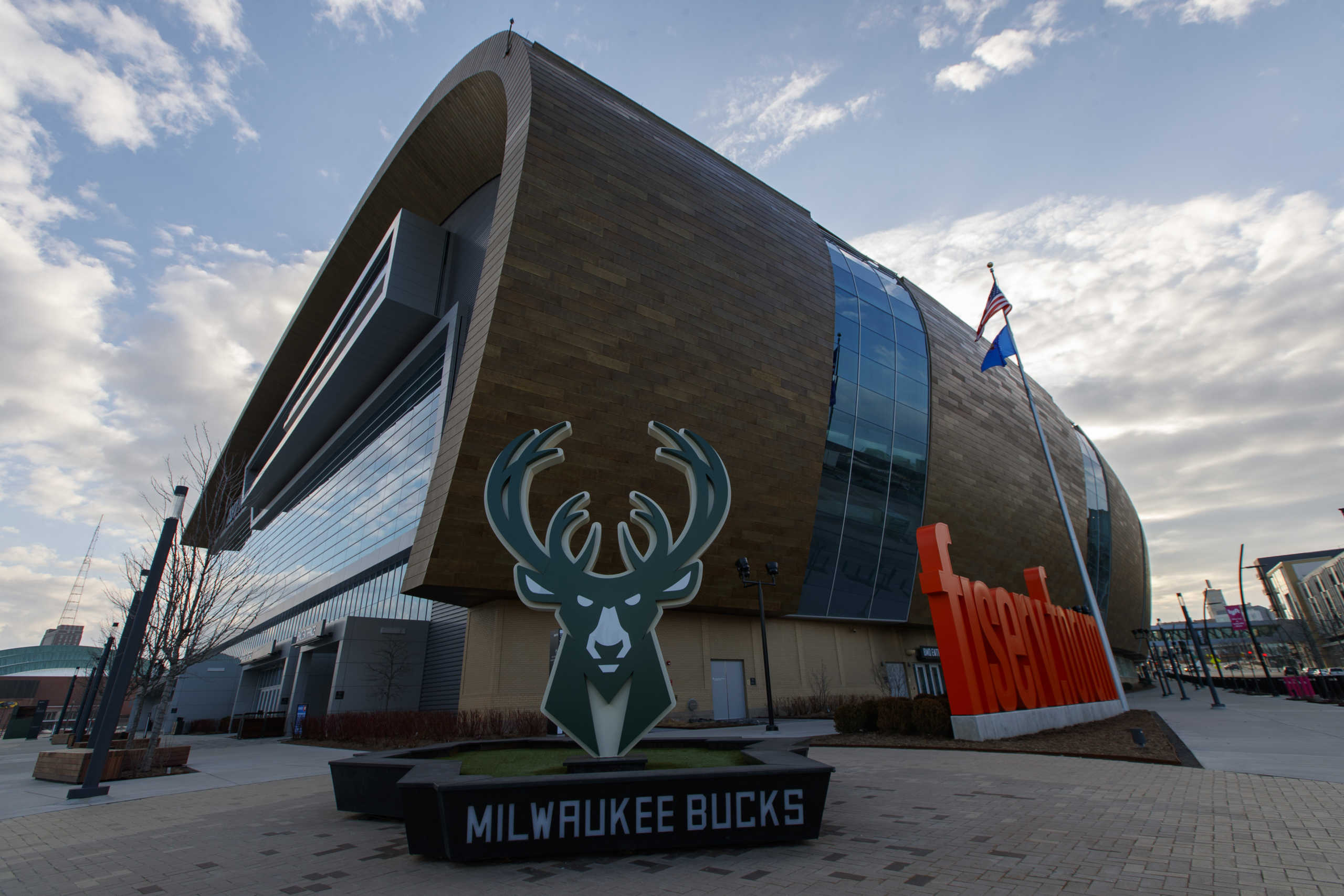 Mar 12, 2020; Milwaukee, Wisconsin, USA;  General view outside the Fiserv Forum as todays game between the Boston Celtics and Milwaukee Bucks was cancelled due to the COVID-19 virus.  Mandatory Credit: Jeff Hanisch-USA TODAY Sports