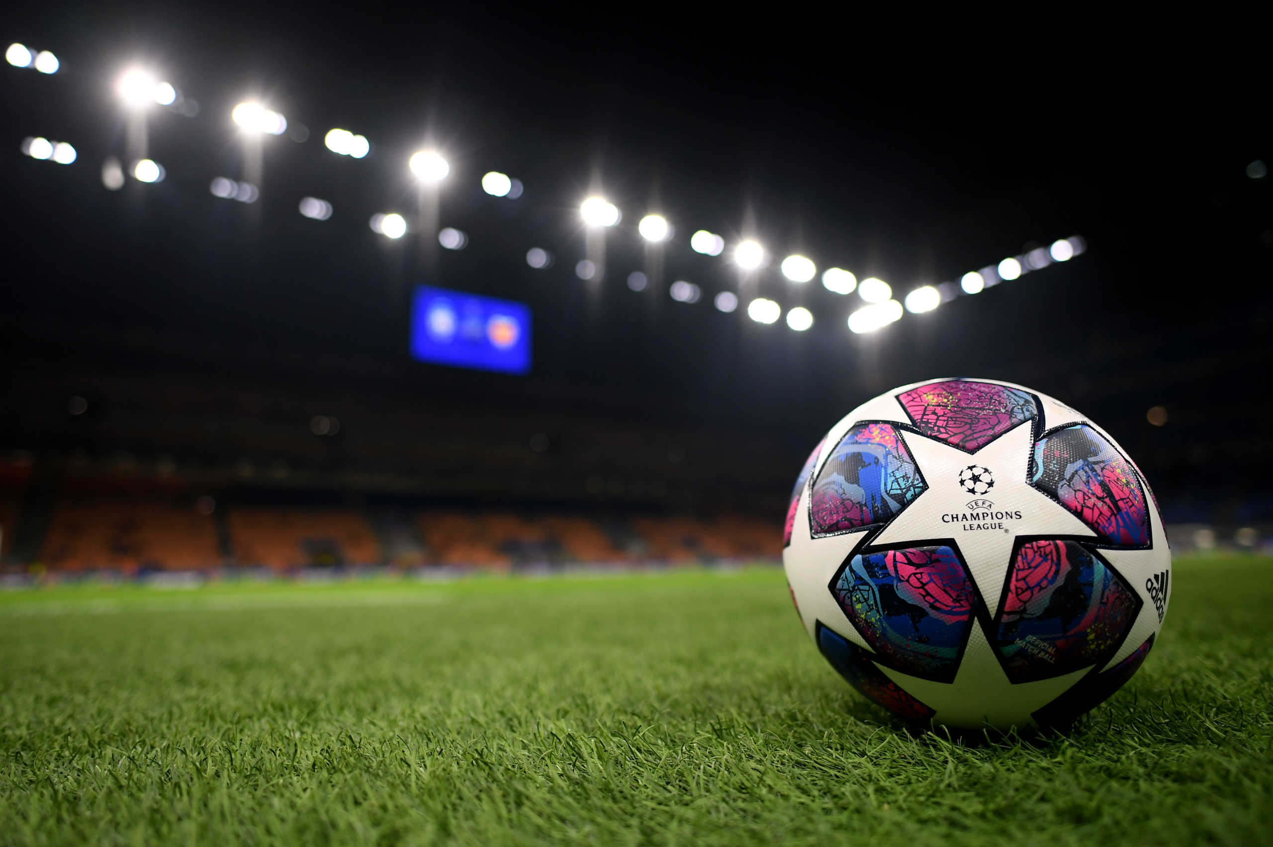 Soccer Football - Champions League - Round of 16 First Leg - Atalanta v Valencia - San Siro, Milan, Italy - February 19, 2020  General view of a match ball on the pitch before the match  REUTERS