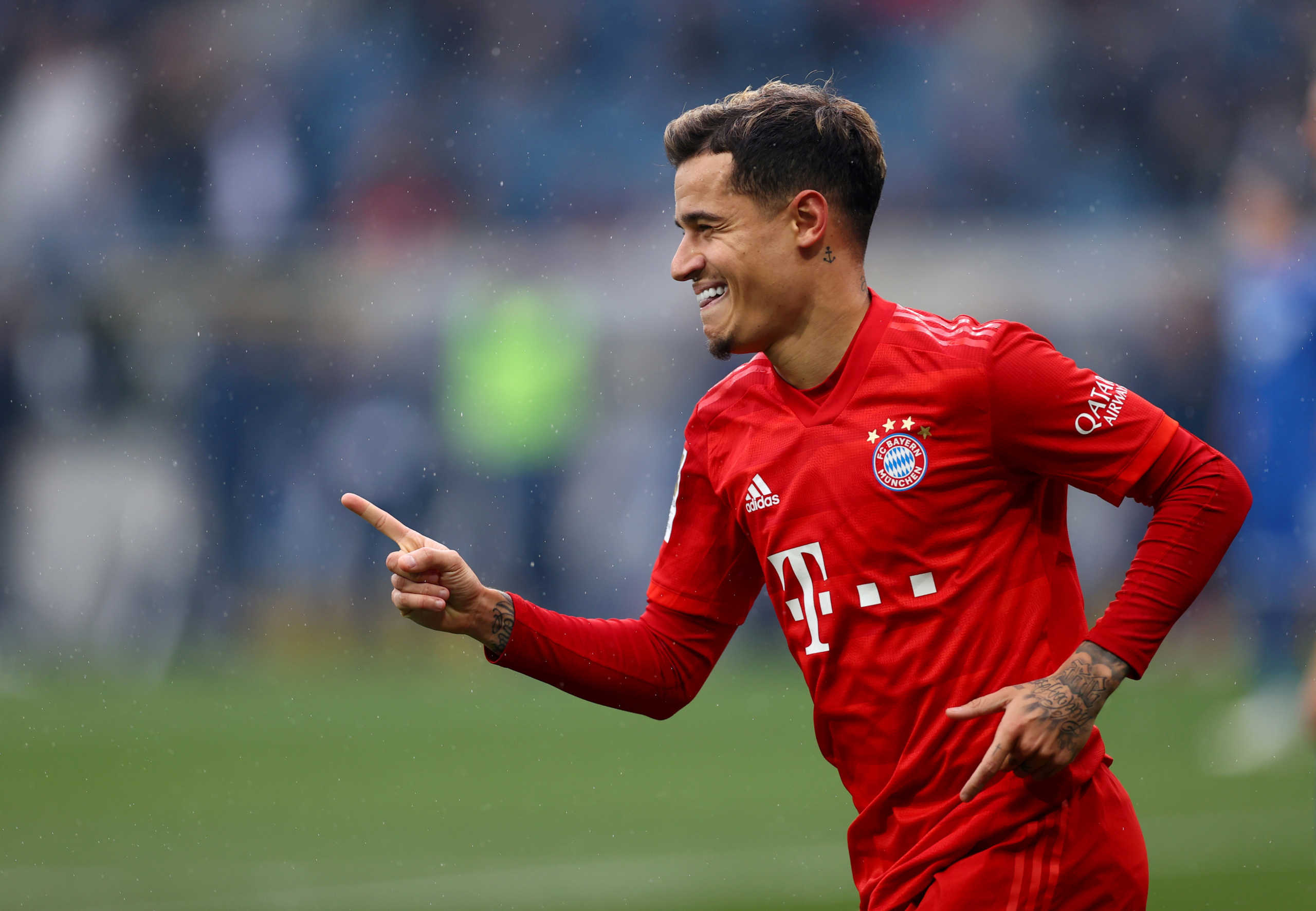 Soccer Football - Bundesliga - TSG 1899 Hoffenheim v Bayern Munich - PreZero Arena, Sinsheim, Germany - February 29, 2020  Bayern Munich's Philippe Coutinho celebrates scoring their fifth goal  REUTERS