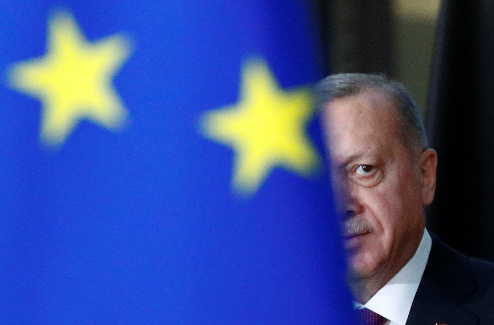 Turkish President Tayyip Erdogan arrives for a meeting with EU Council President Charles Michel in Brussels, Belgium March 9, 2020. REUTERS