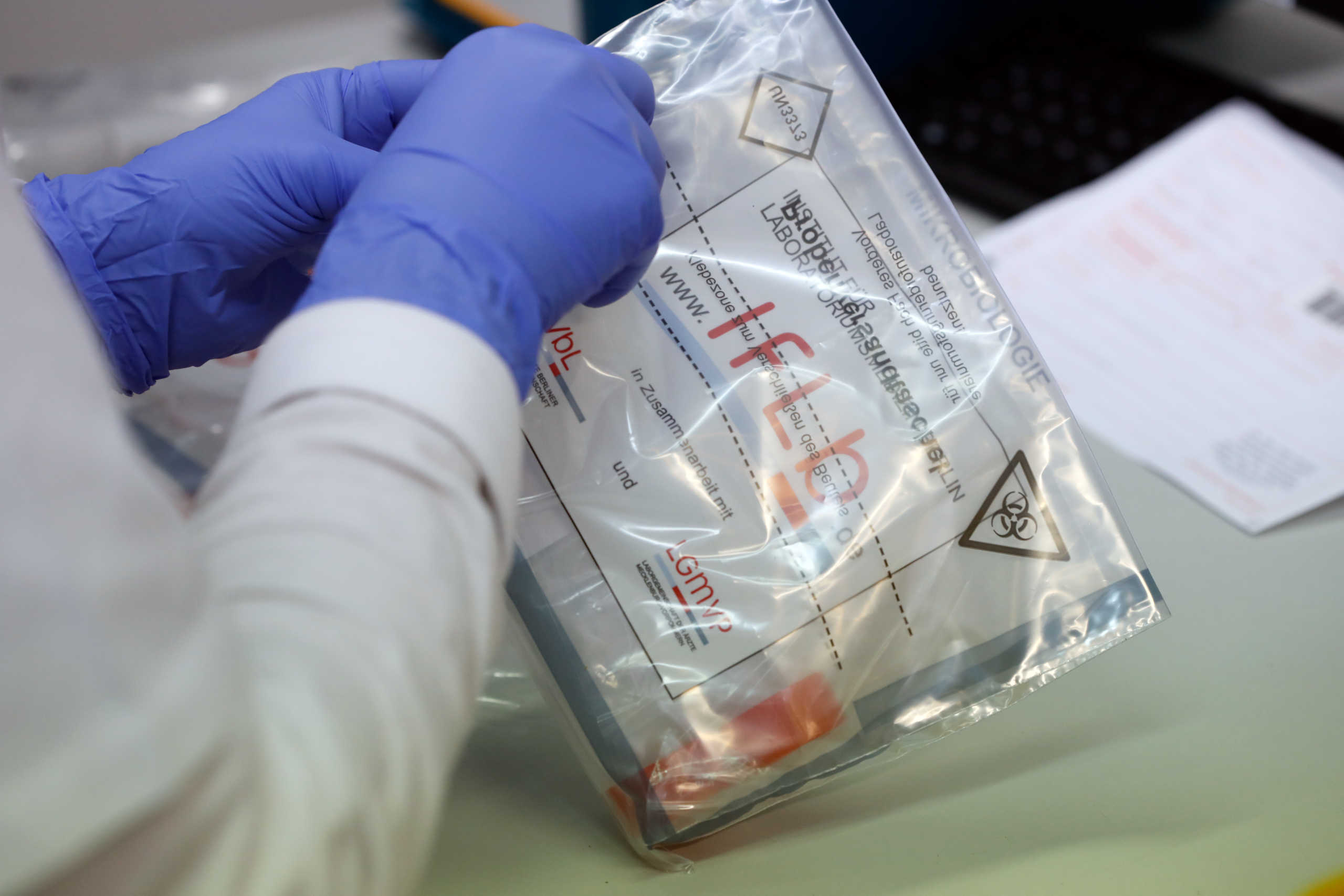 Samples are prepared for testing for the corona virus at a laboratory in Berlin, Germany, March 26, 2020, as the spread of the coronavirus disease (COVID-19) continues. REUTERS