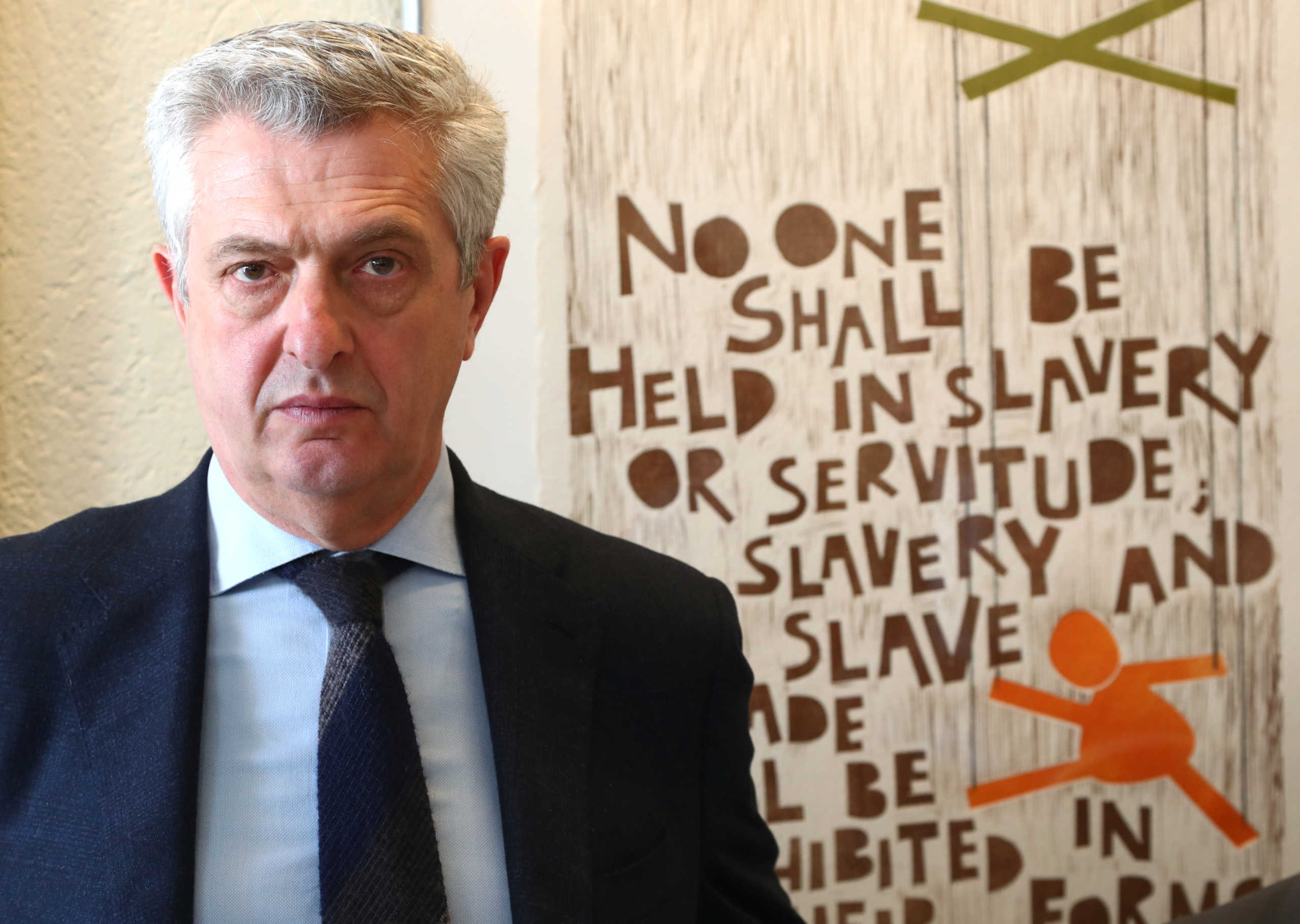The United Nations High Commissioner for Refugees (UNHCR) Filippo Grandi attends a news conference at the U.N. in Geneva, Switzerland March 3, 2020. REUTERS