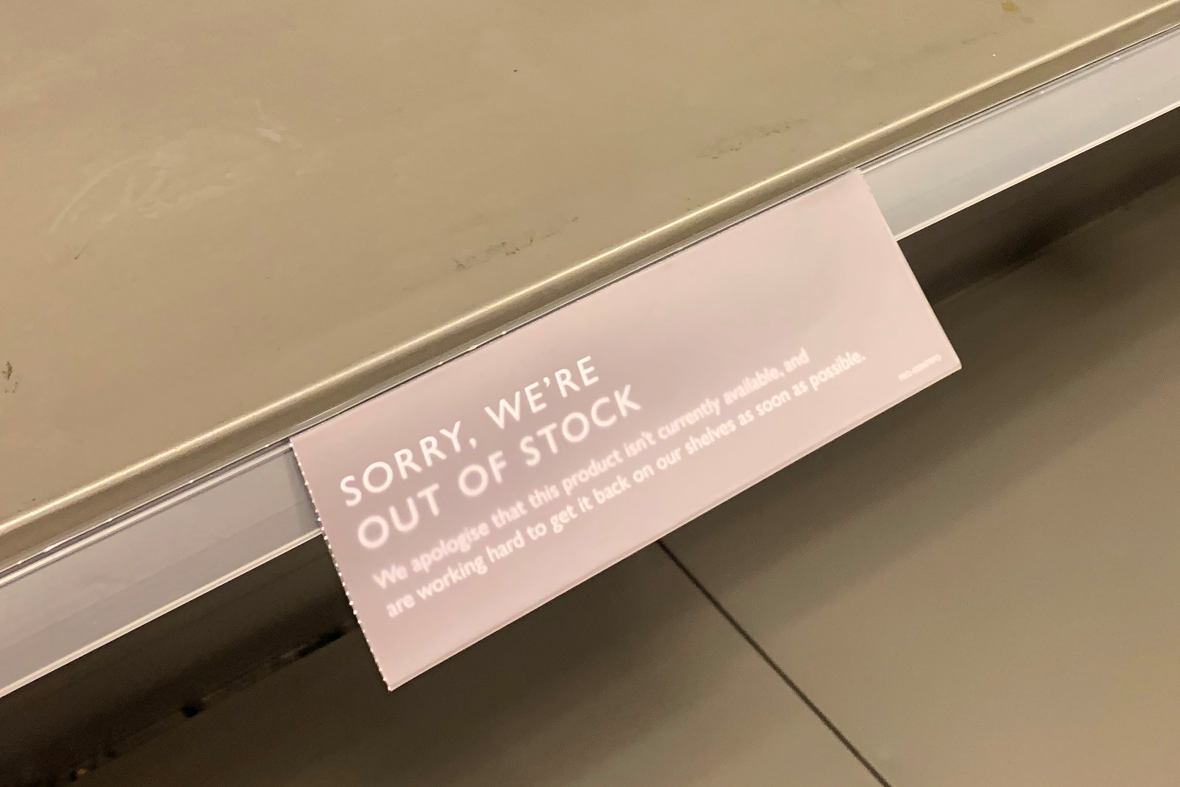 Empty shelves are seen at a supermarket in Canary Wharf, as the number of coronavirus cases grow around the world and as European stocks plunge into bear market territory, in London, Britain March 9, 2020.  REUTERS