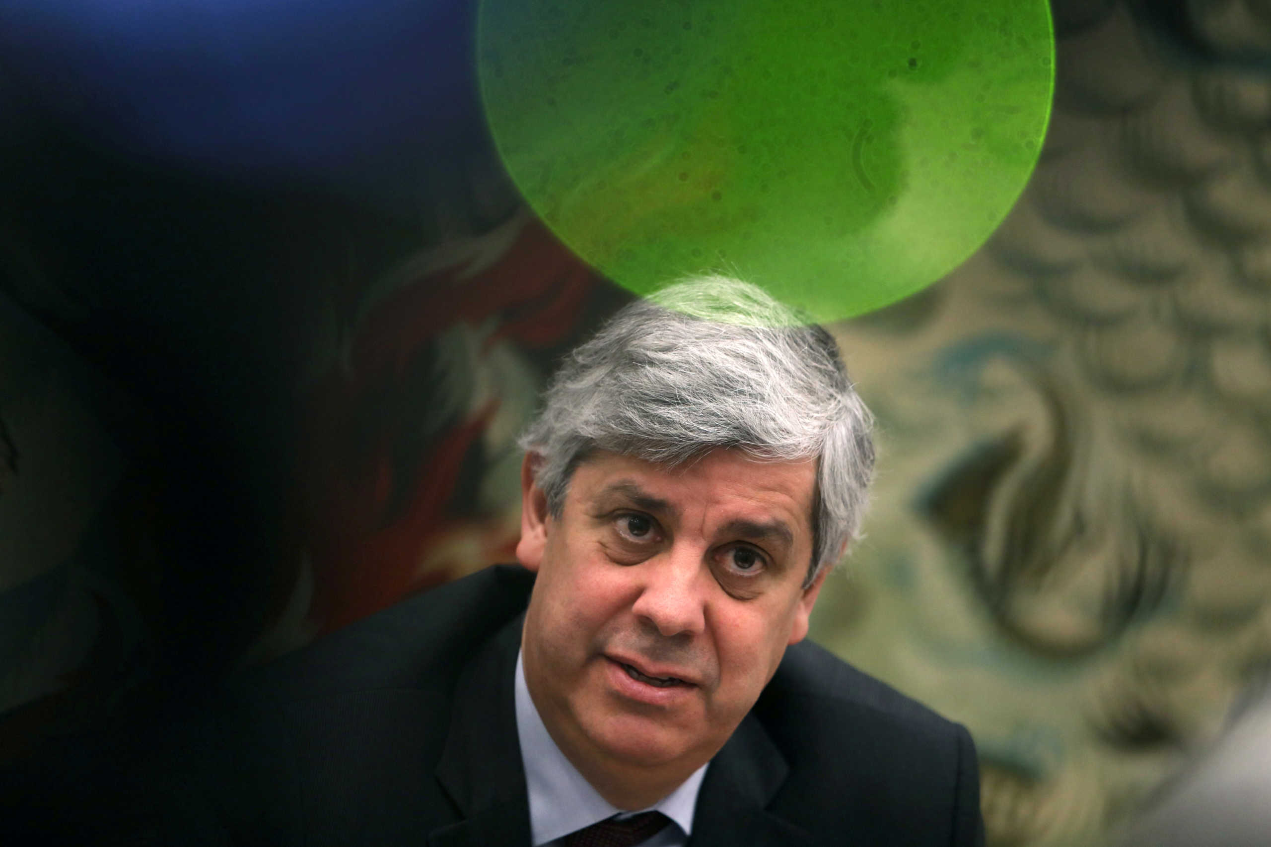 FILE PHOTO: Portugal's Finance Minister and Eurogroup President Mario Centeno looks on during an interview with Reuters in Lisbon, Portugal February 28, 2020. REUTERS