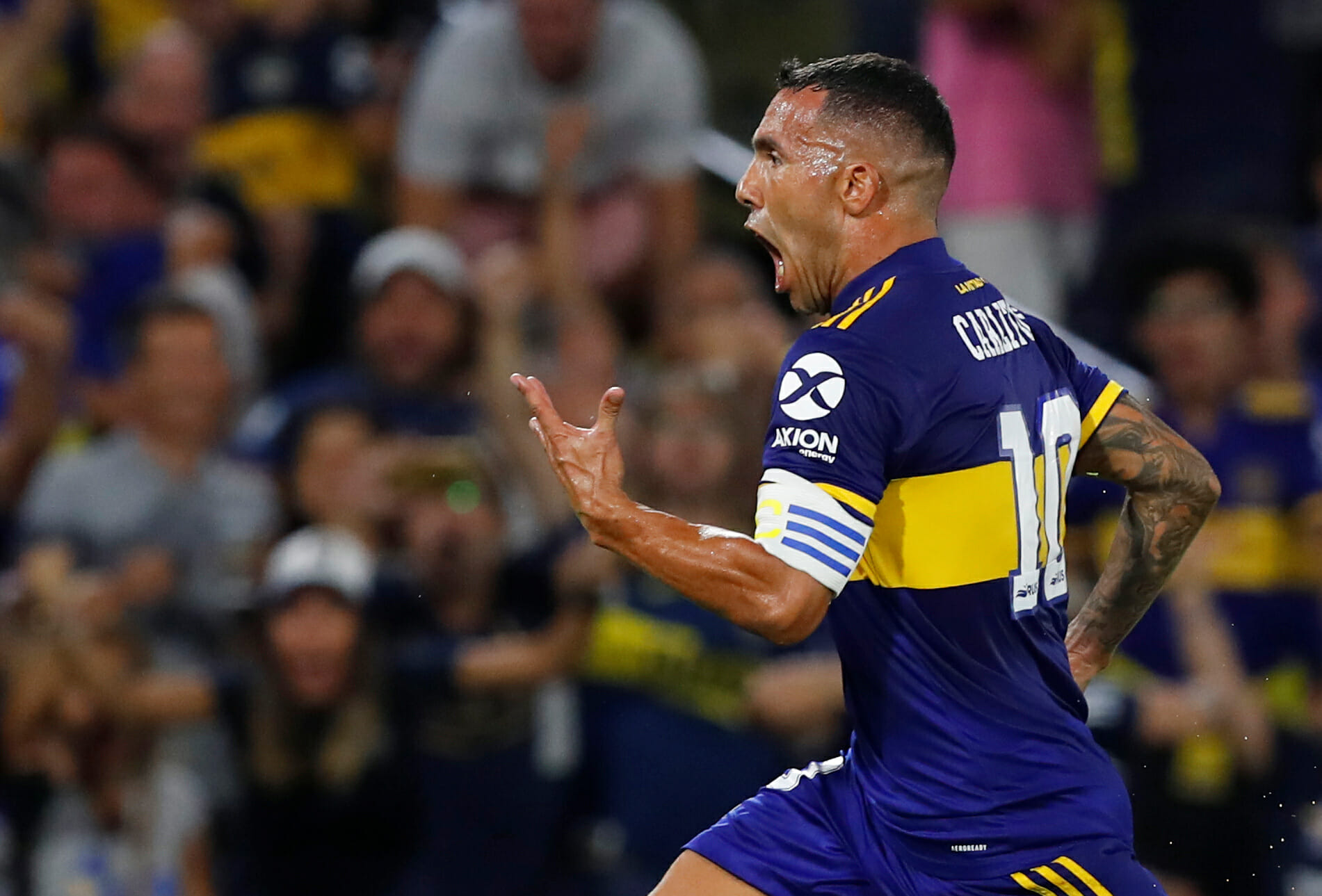 Soccer Football - Superliga - Boca Juniors v Gimnasia y Esgrima - Alberto J. Armando Stadium, Buenos Aires, Argentina - March 7, 2020   Boca Juniors' Carlos Tevez celebrates scoring their first goal   REUTERS