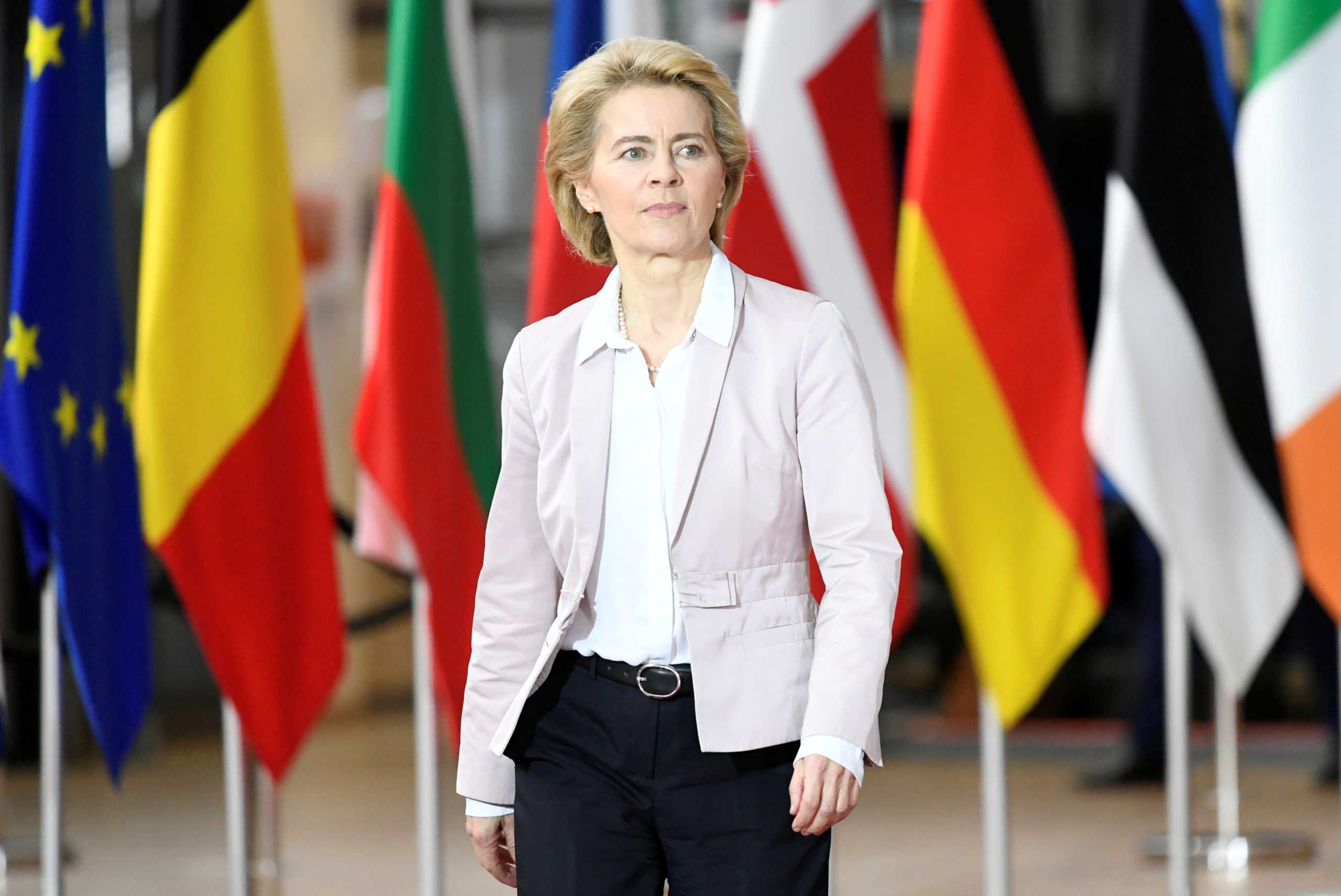 FILE PHOTO: European Commission president-elect Ursula Von der Leyen arrives for the second day of the European Union leaders summit dominated by Brexit, in Brussels, Belgium October 18, 2019. REUTERS