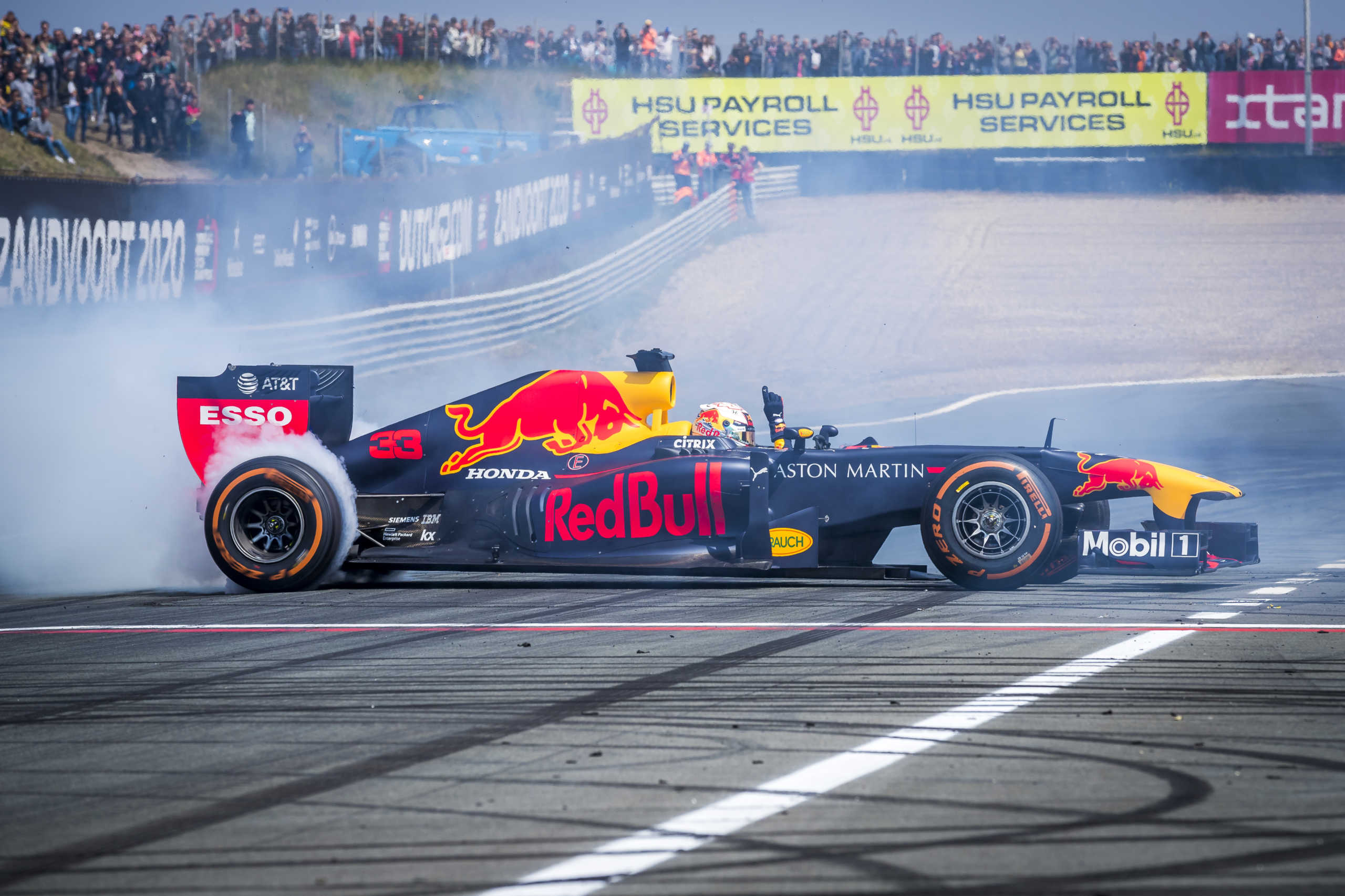 Max Verstappen performing at the Red Bull Racing Show Run 2019 in Zandvoort, The Netherlands on May 18, 2019. For the third year in a row, Aston Martin Red Bull Racing have performed a showrun at the Jumbo Racedagen motoring event in Zandvoort, Holland with their Dutch driver Max Verstappen. Earlier this week it was announced a Formula One race will return to Zandvoort in 2020 for the first time since 1985.