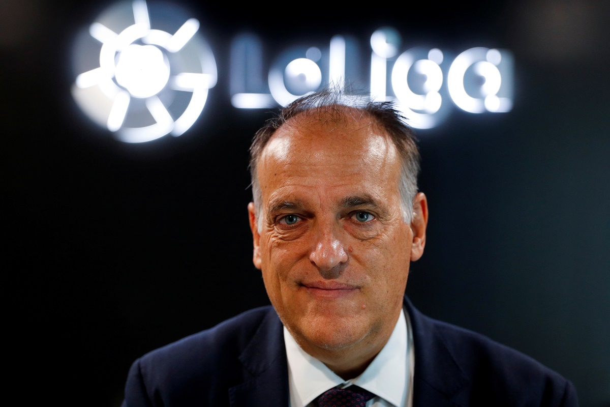FILE PHOTO: La Liga President Javier Tebas poses during an interview with Reuters at the La Liga headquarters in Madrid, Spain, October 2, 2018.  REUTERS