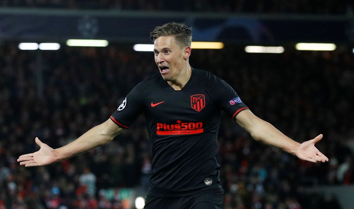 Soccer Football - Champions League - Round of 16 Second Leg - Liverpool v Atletico Madrid - Anfield, Liverpool, Britain - March 11, 2020  Atletico Madrid's Marcos Llorente celebrates scoring their second goal   REUTERS